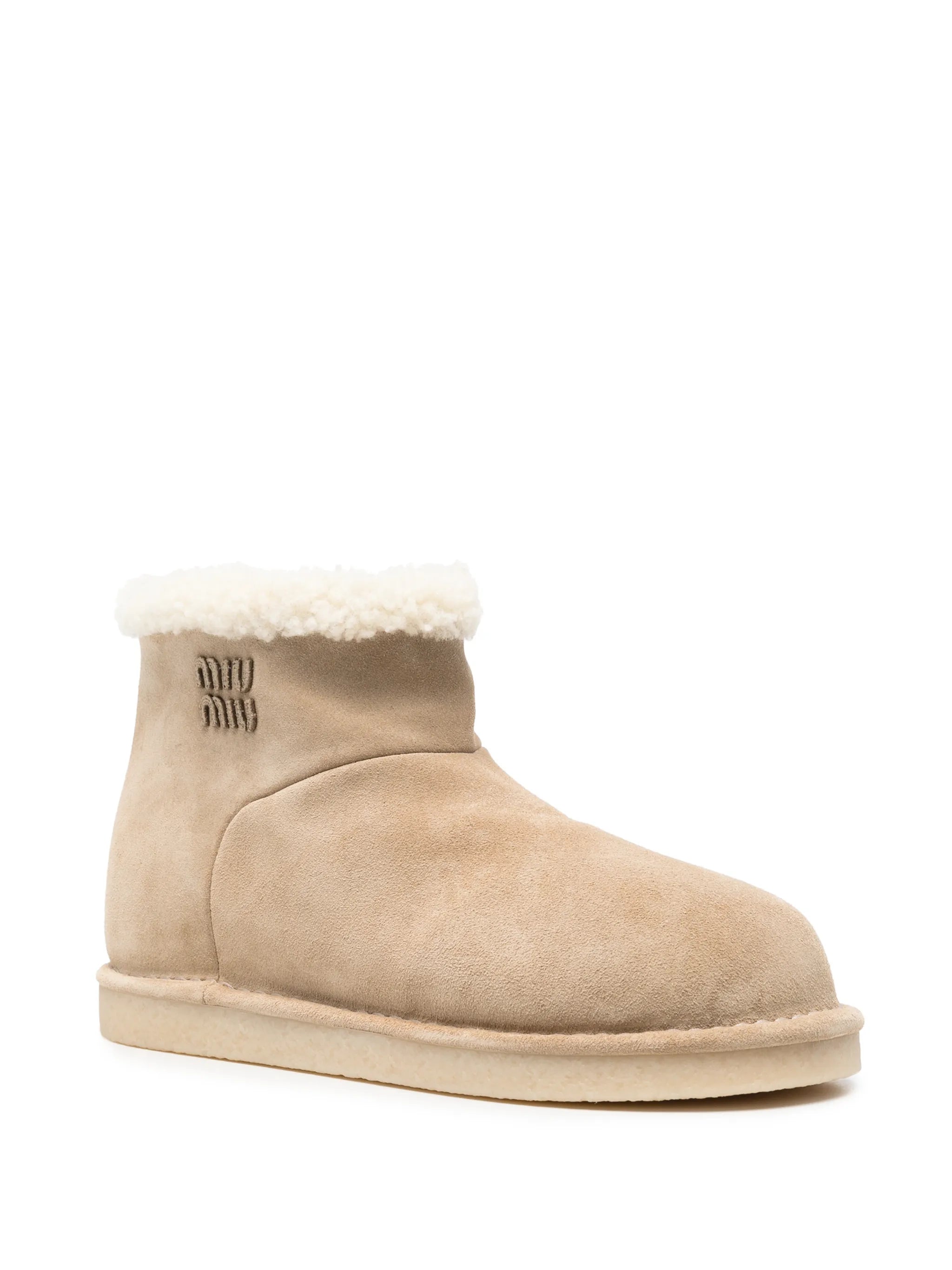 shearling-trim suede ankle boots