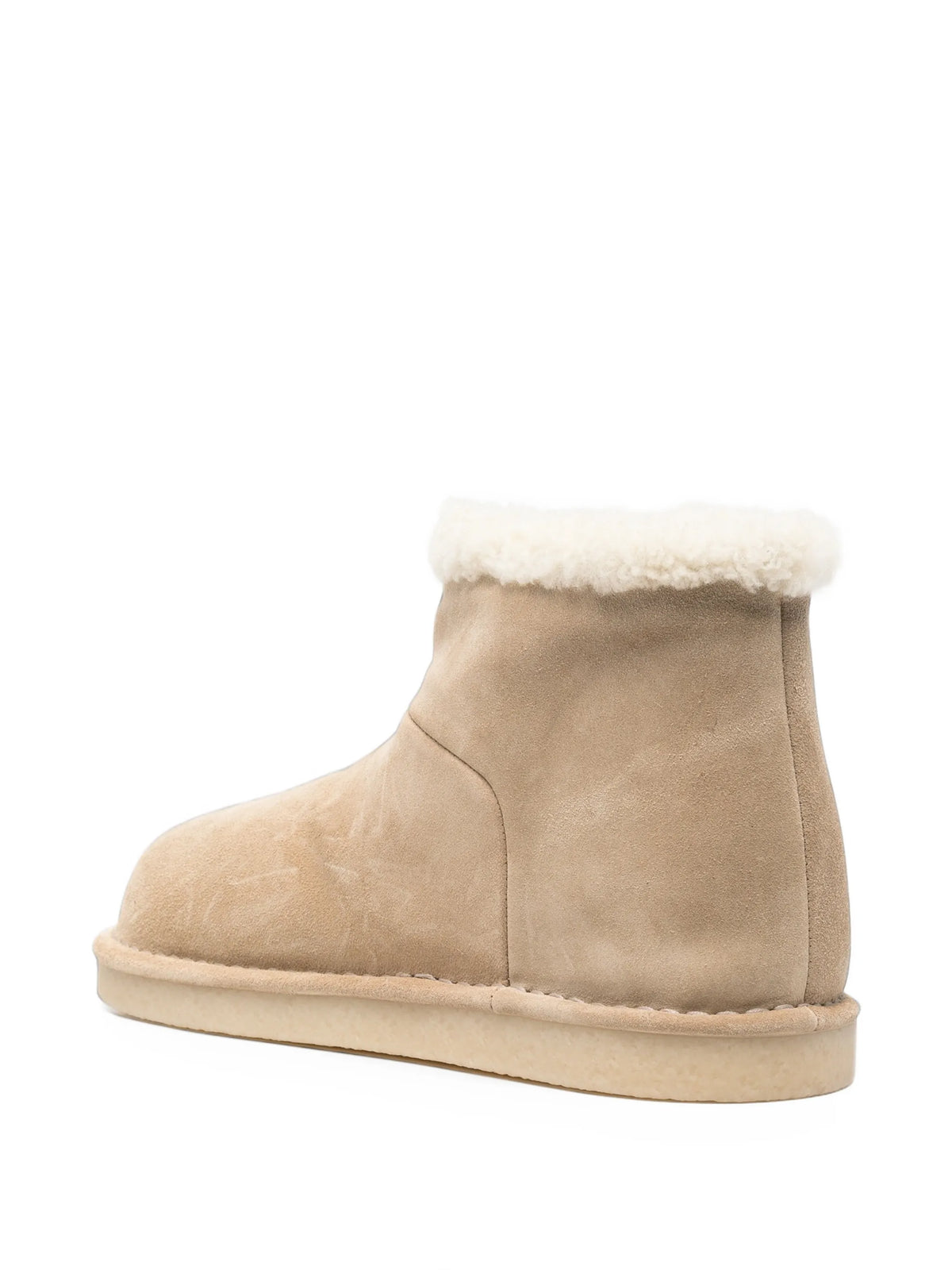 shearling-trim suede ankle boots