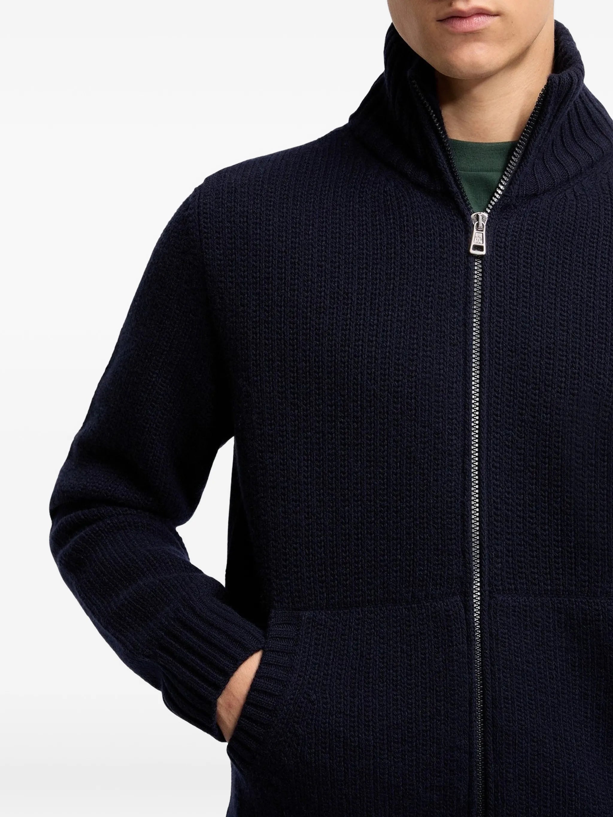logo-patch zip-fastening cardigan