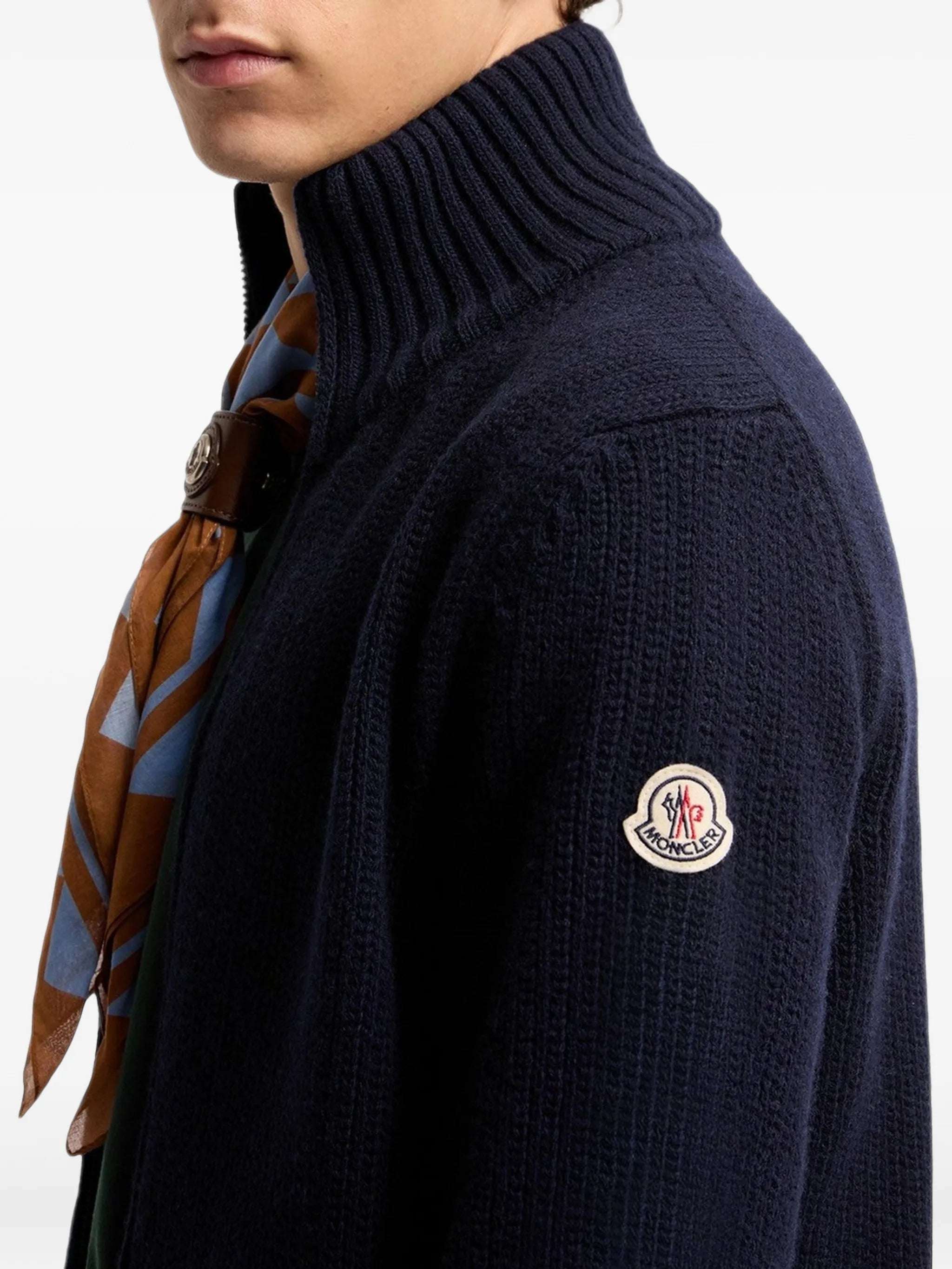 logo-patch zip-fastening cardigan