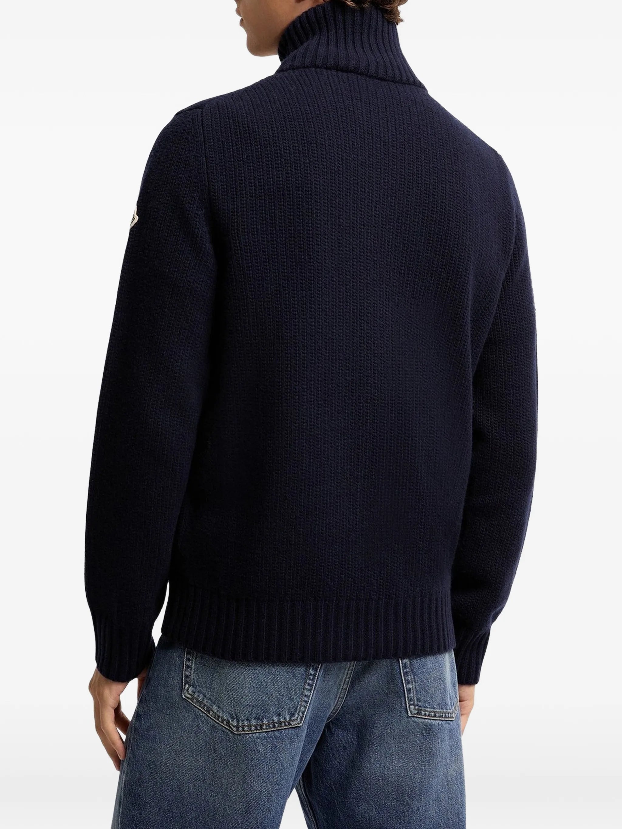 logo-patch zip-fastening cardigan