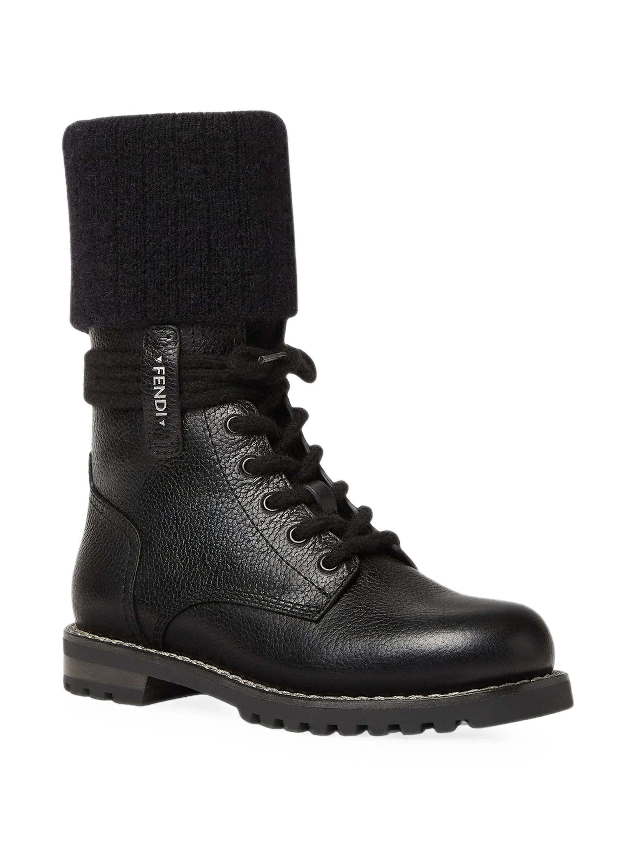 Commando mohair-cuff leather boots