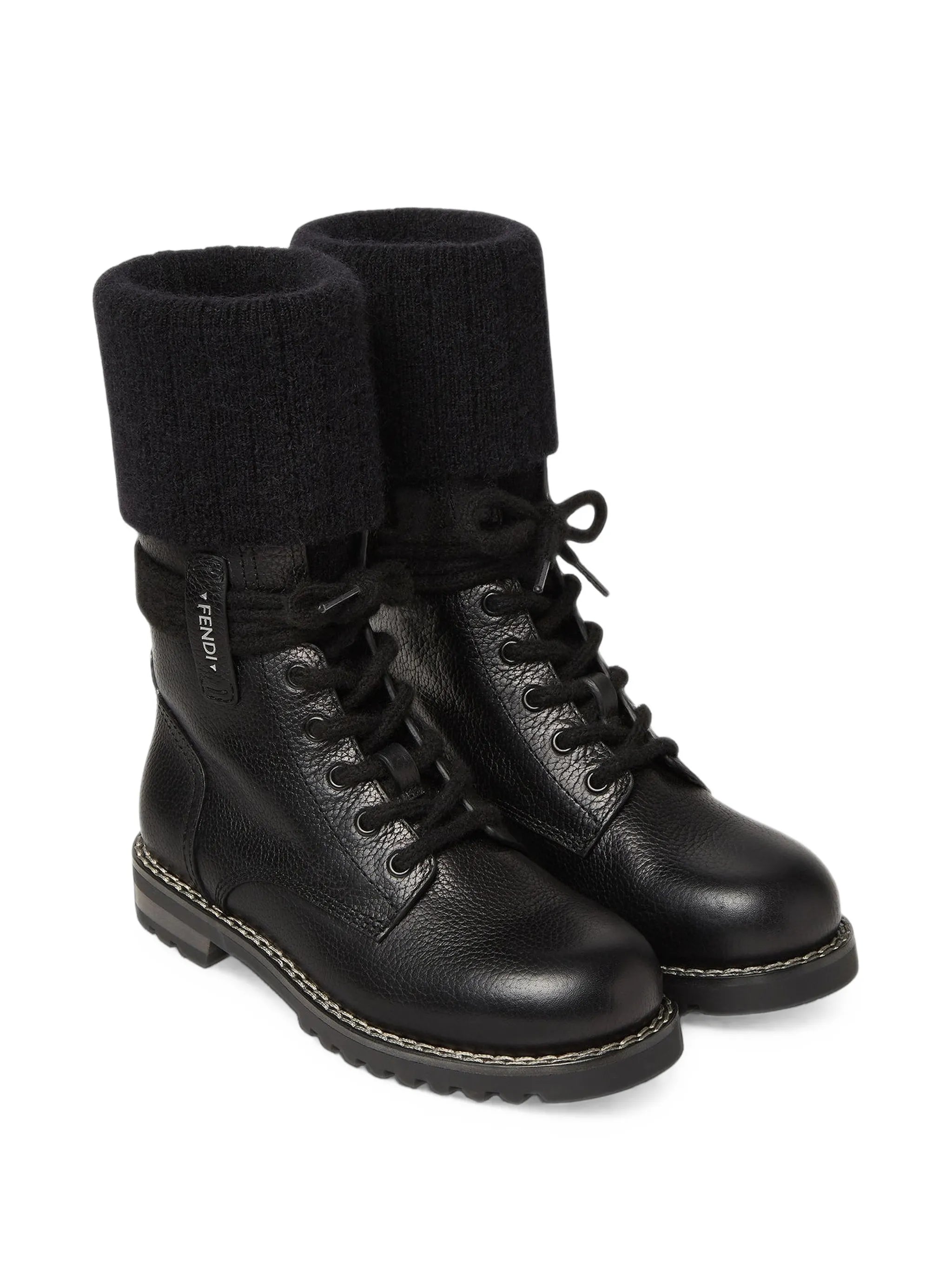 Commando mohair-cuff leather boots