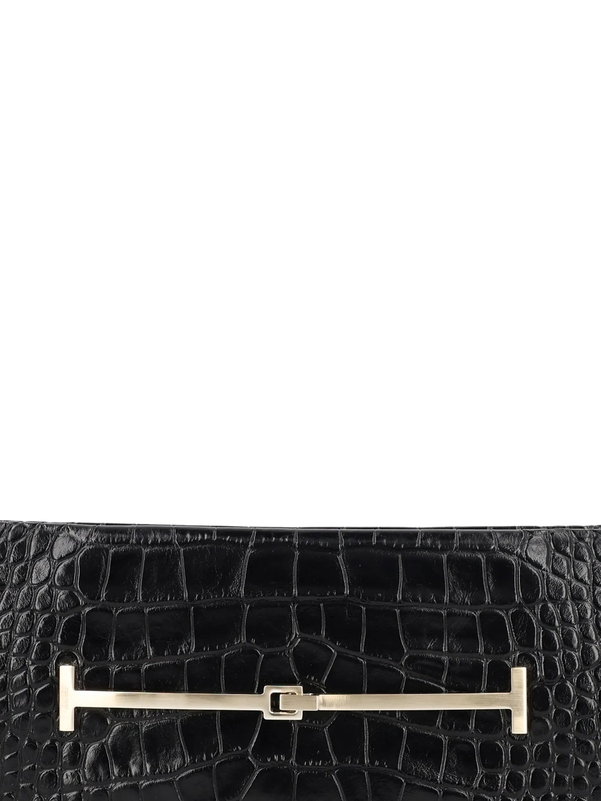 tumbled printed crocodile leather arc clutch bag