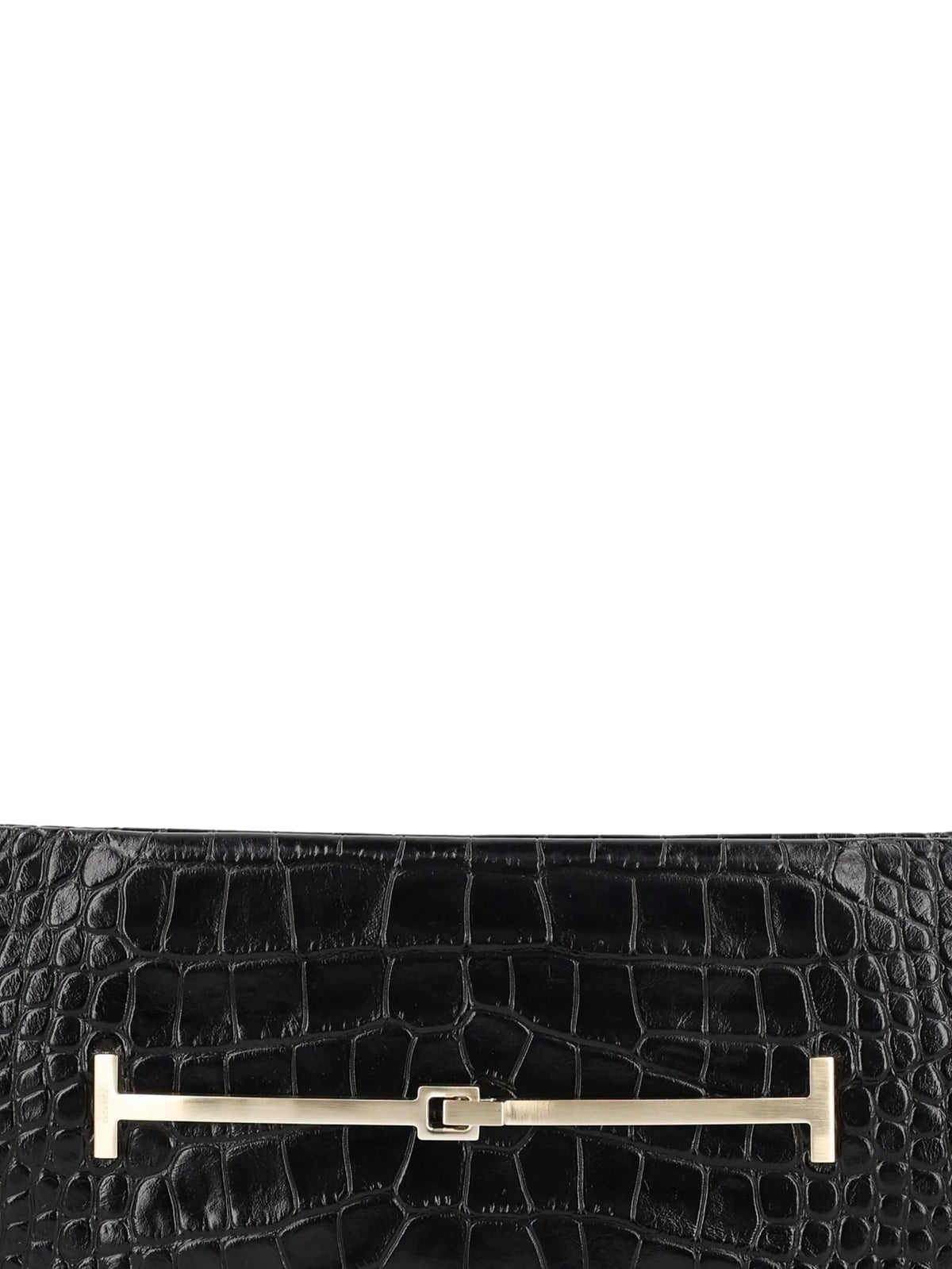 tumbled printed crocodile leather arc clutch bag