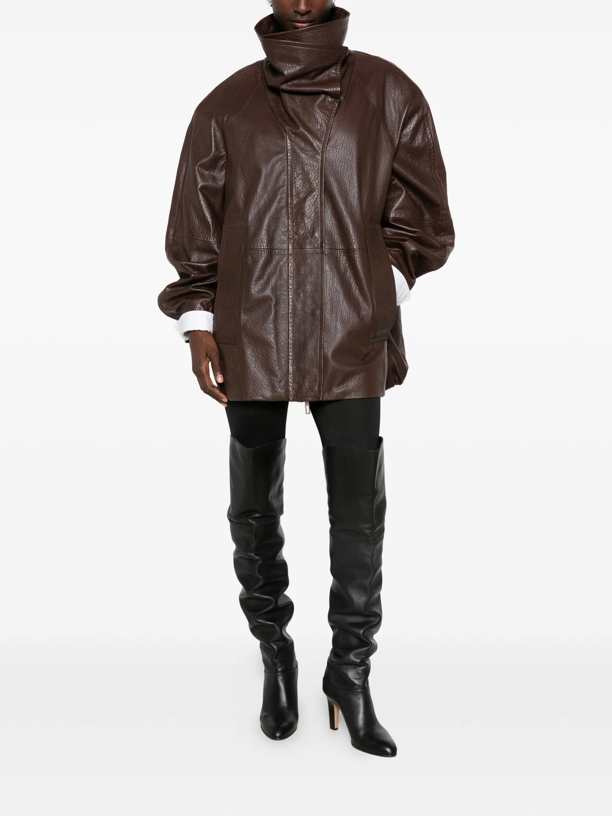 SPSAlaggio belted leather jacket