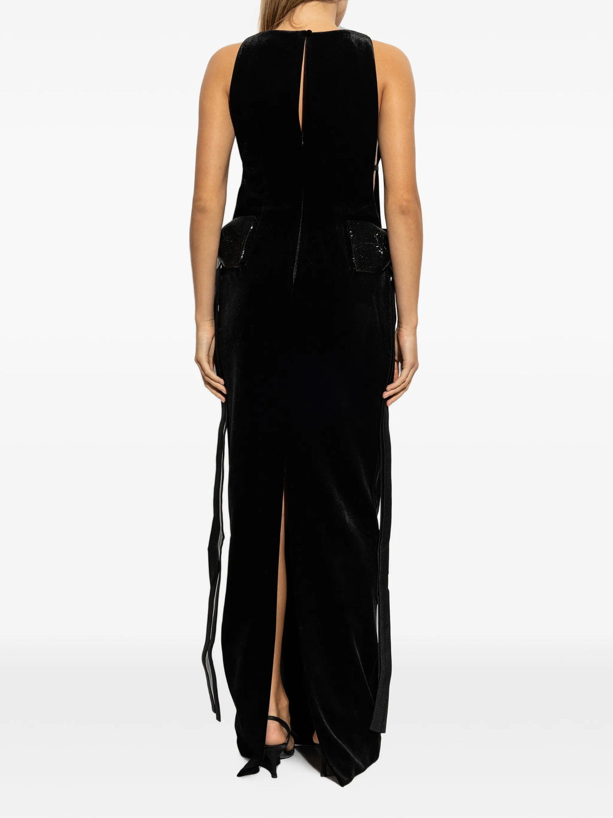 bead-embellished velvet dress