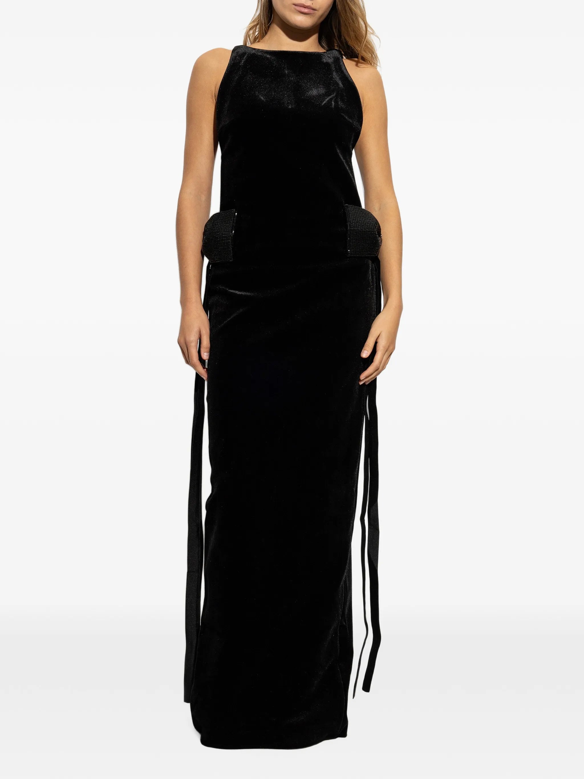 bead-embellished velvet dress