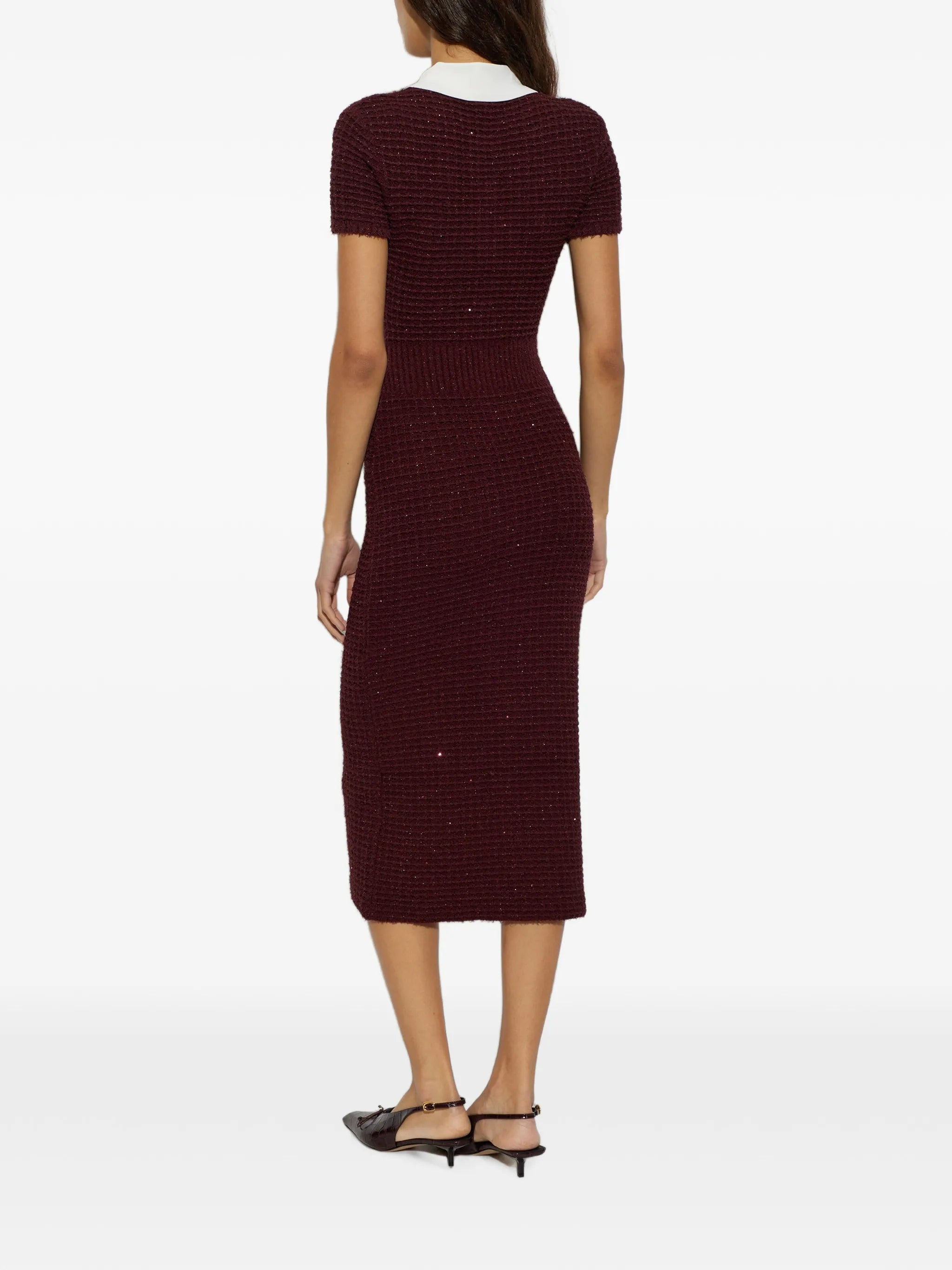sequin-embellished bouclé-knit midi dress