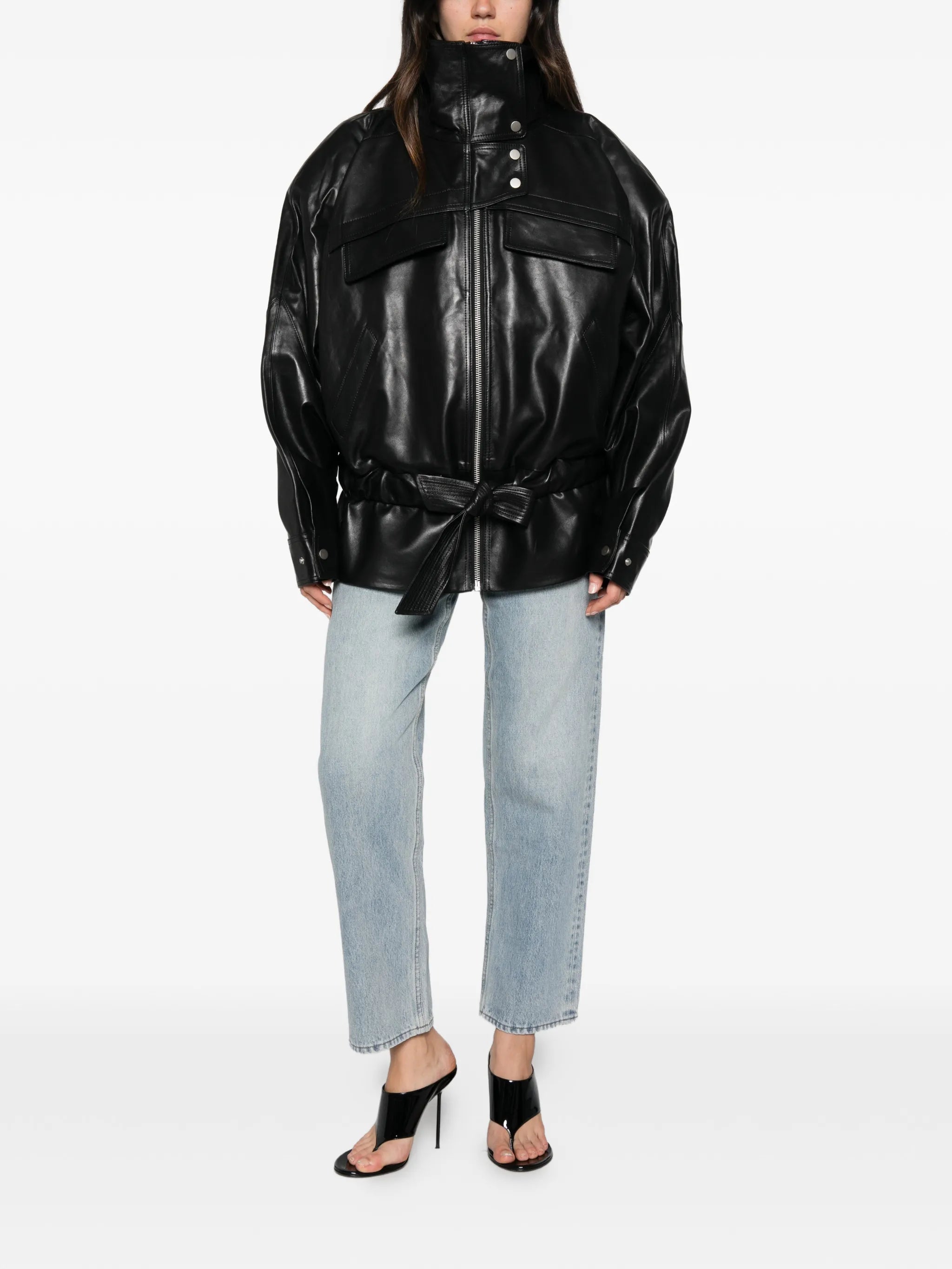 Sol belted high-neck jacket