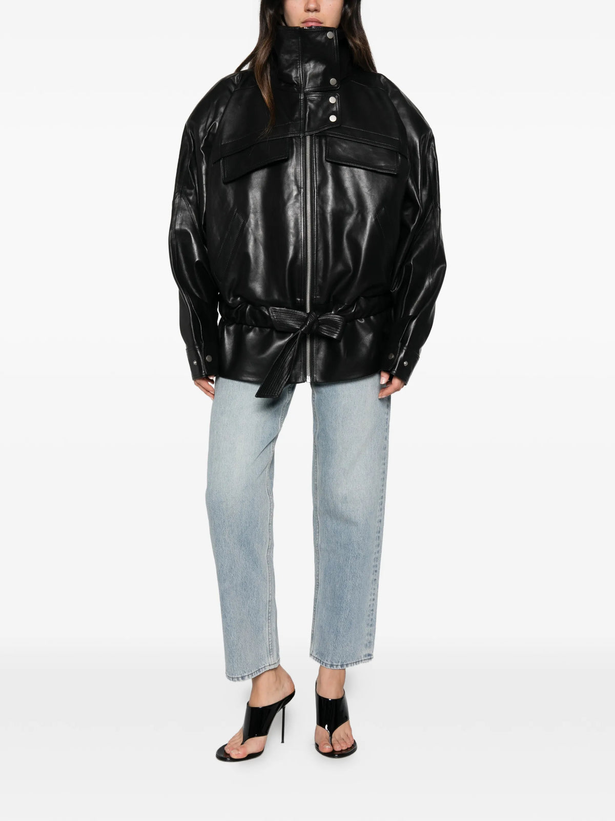 Sol belted high-neck jacket