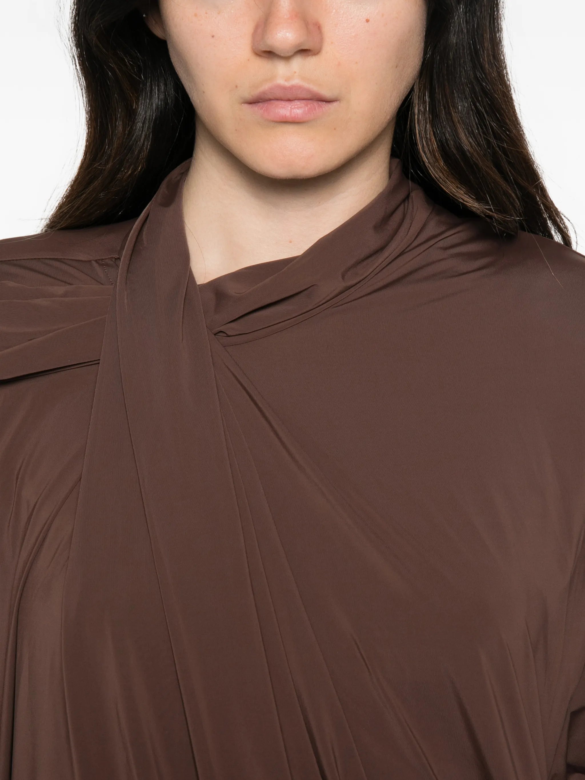 Dalters draped long-sleeve mini dress