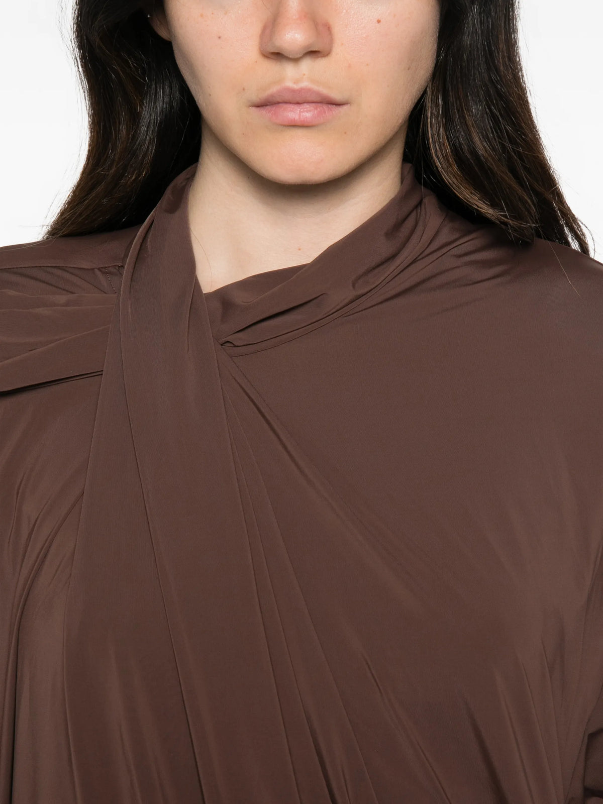 Dalters draped long-sleeve mini dress