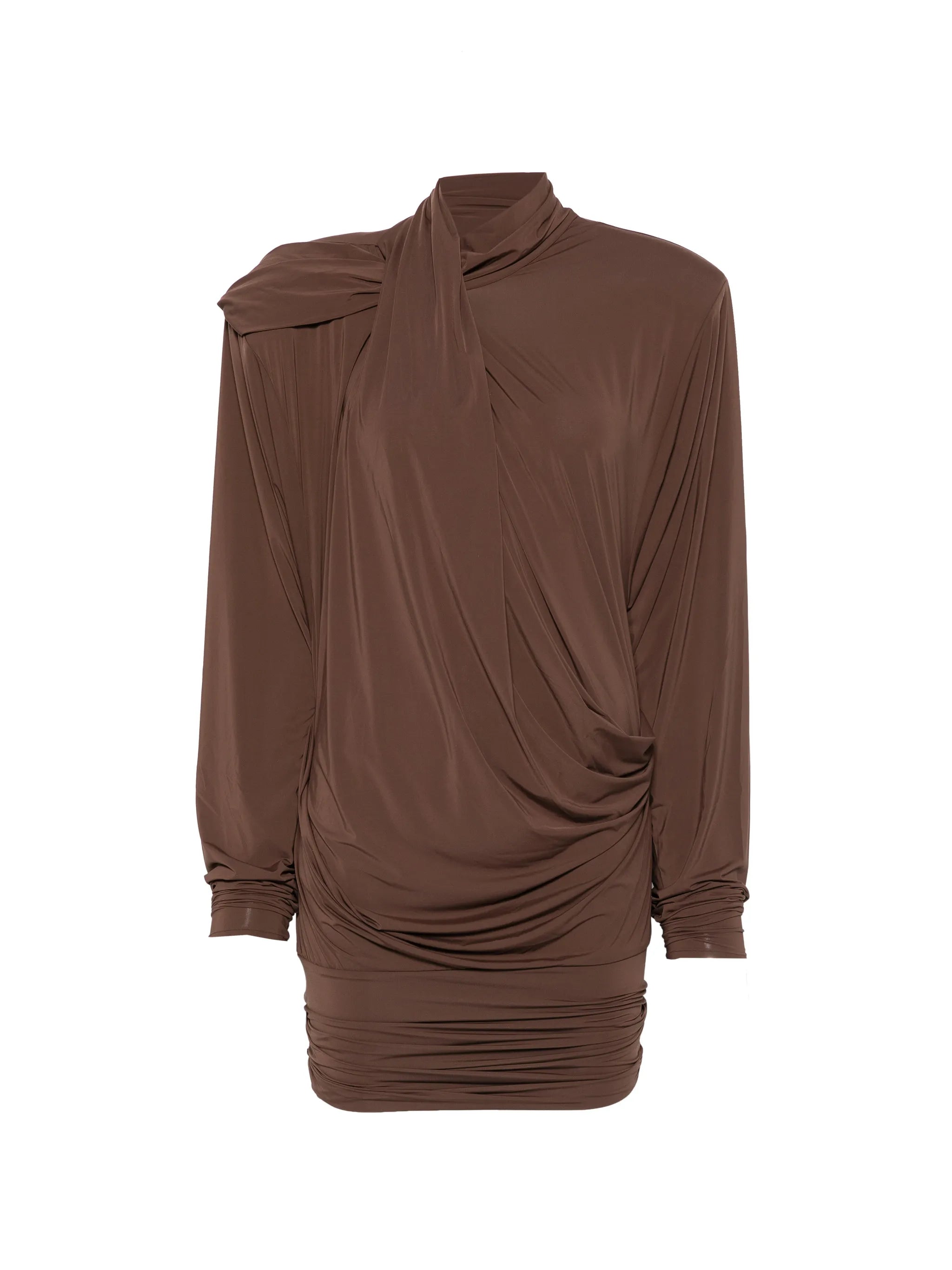 Dalters draped long-sleeve mini dress