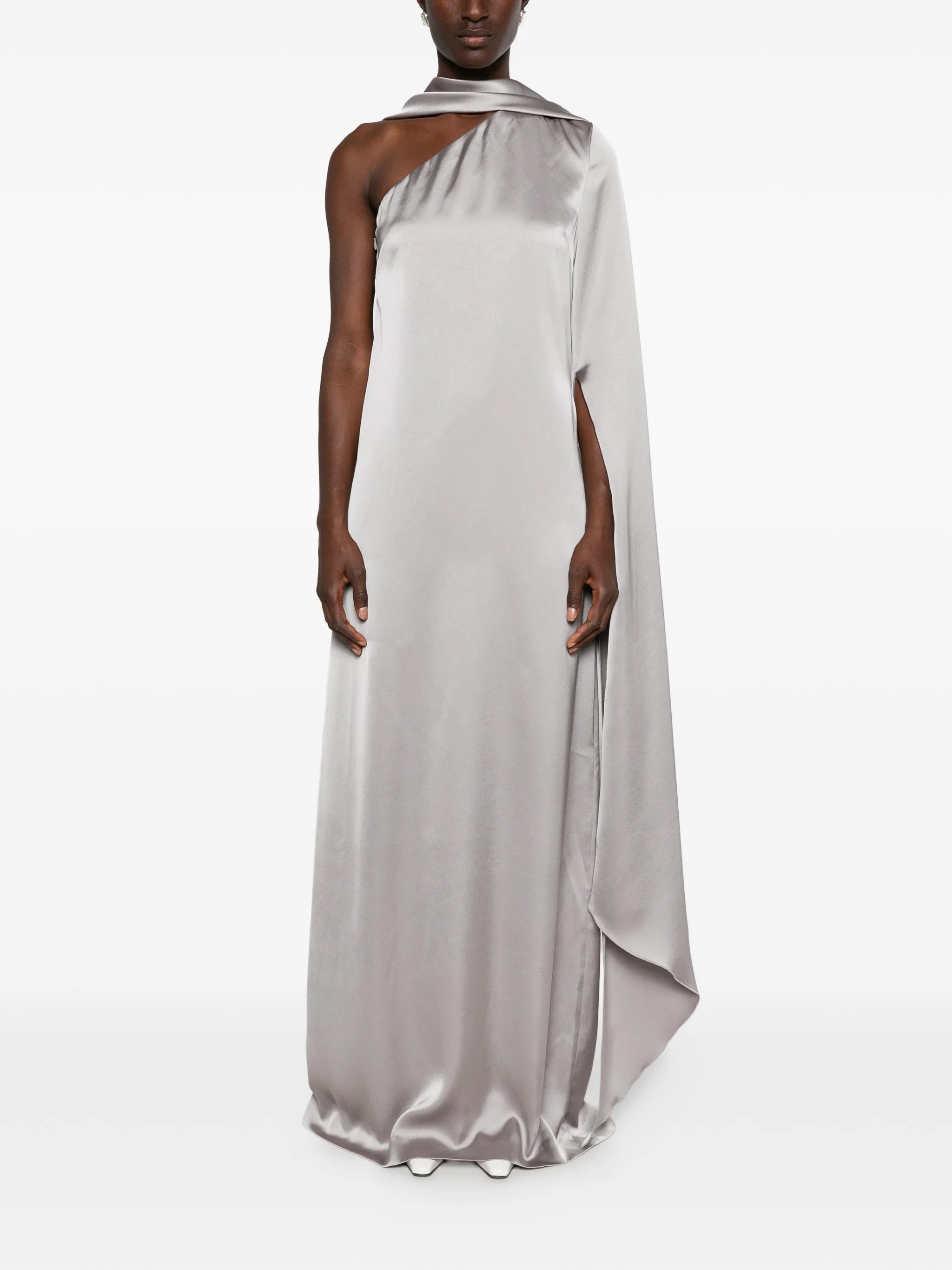 Newman one-shoulder cape maxi dress
