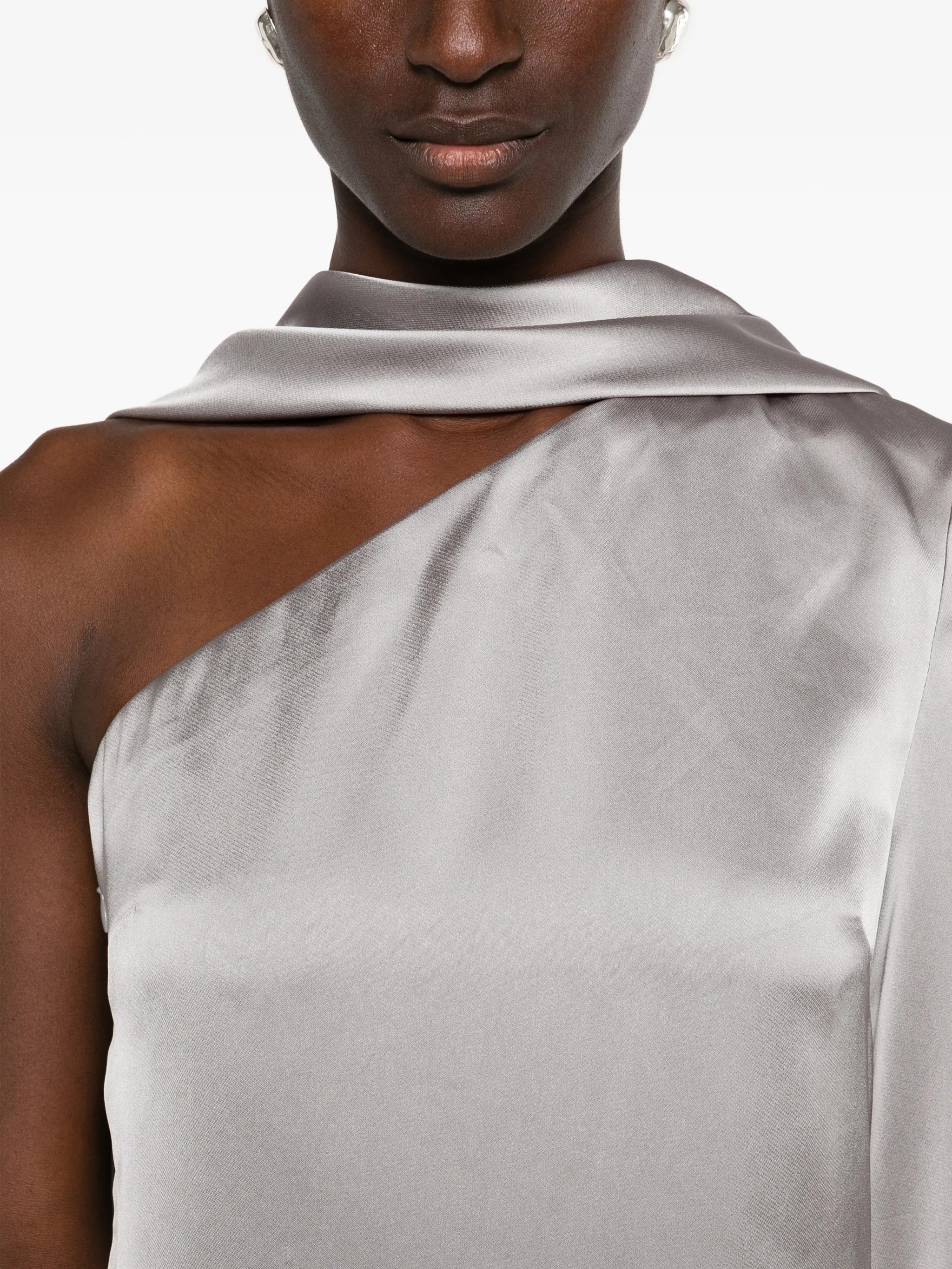 Newman one-shoulder cape maxi dress