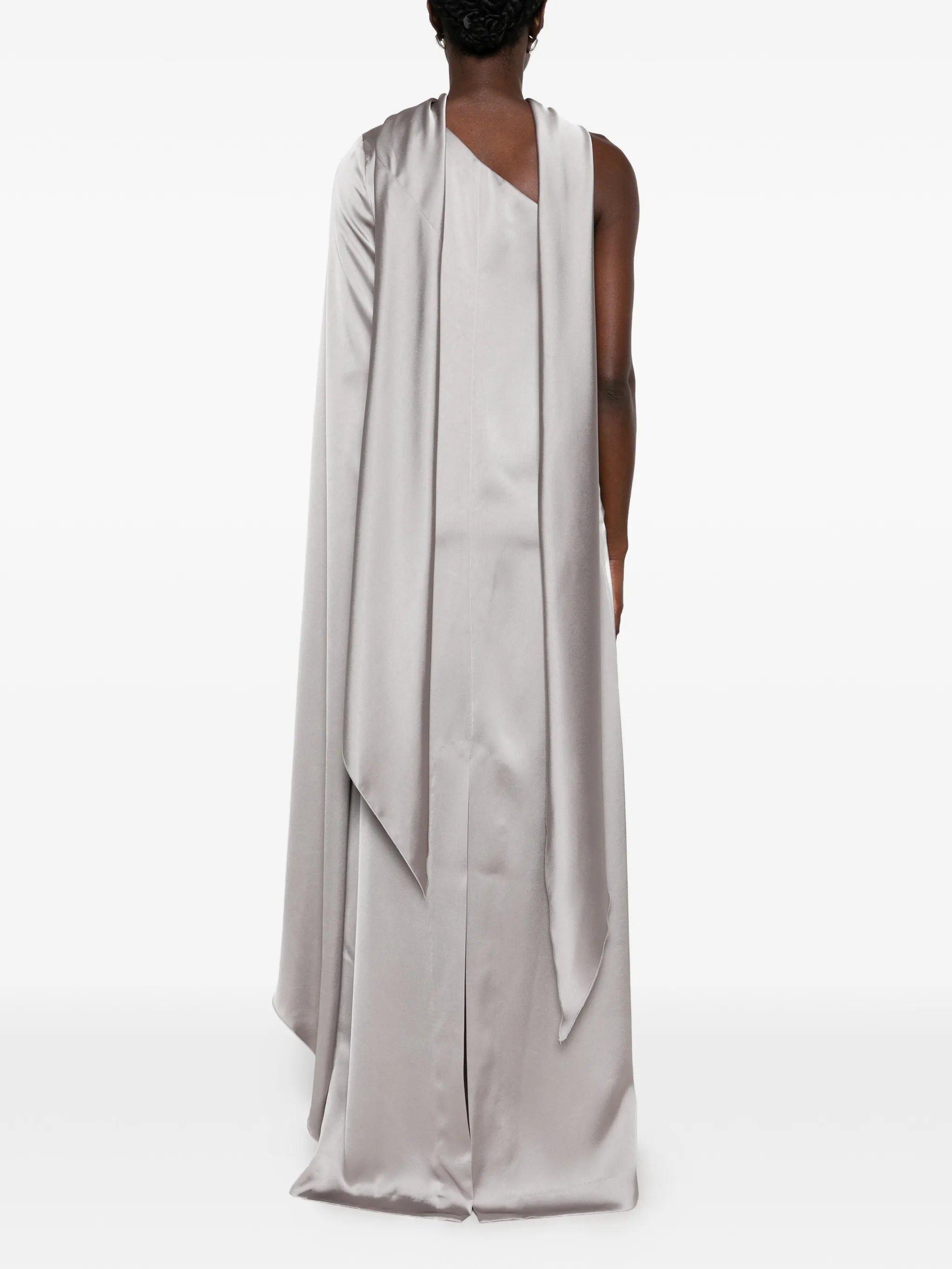 Newman one-shoulder cape maxi dress
