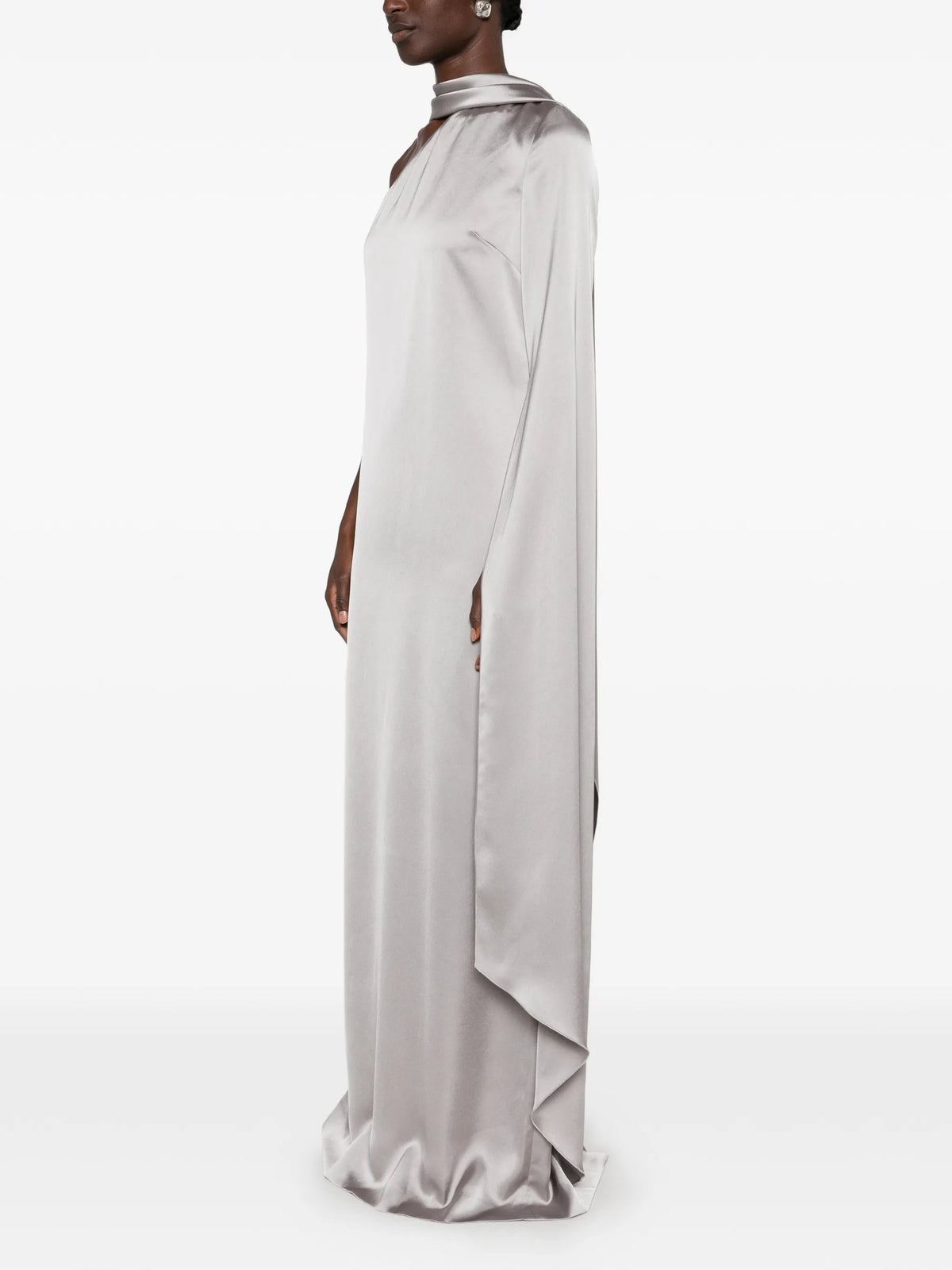Newman one-shoulder cape maxi dress