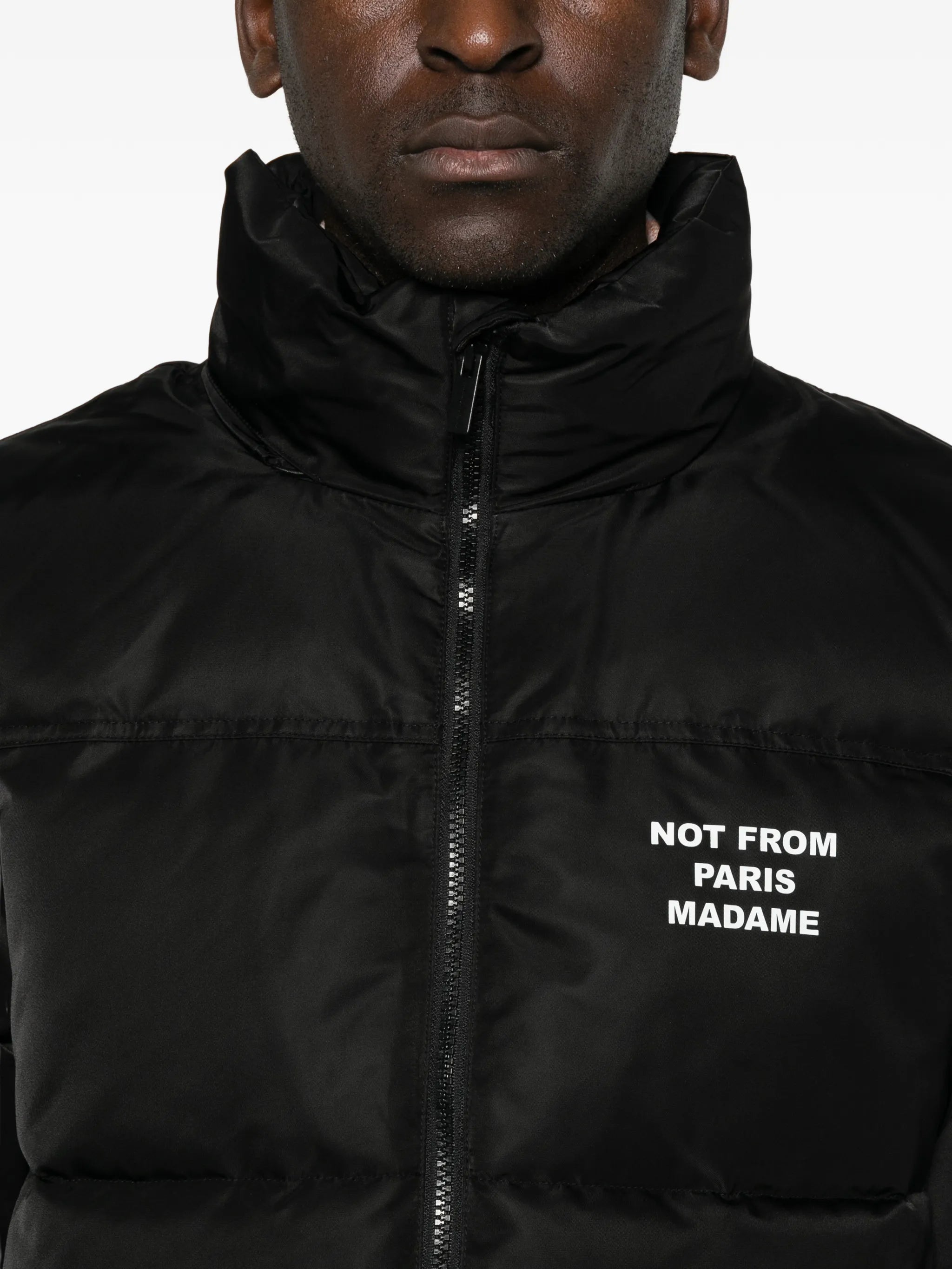 slogan-print padded jacket