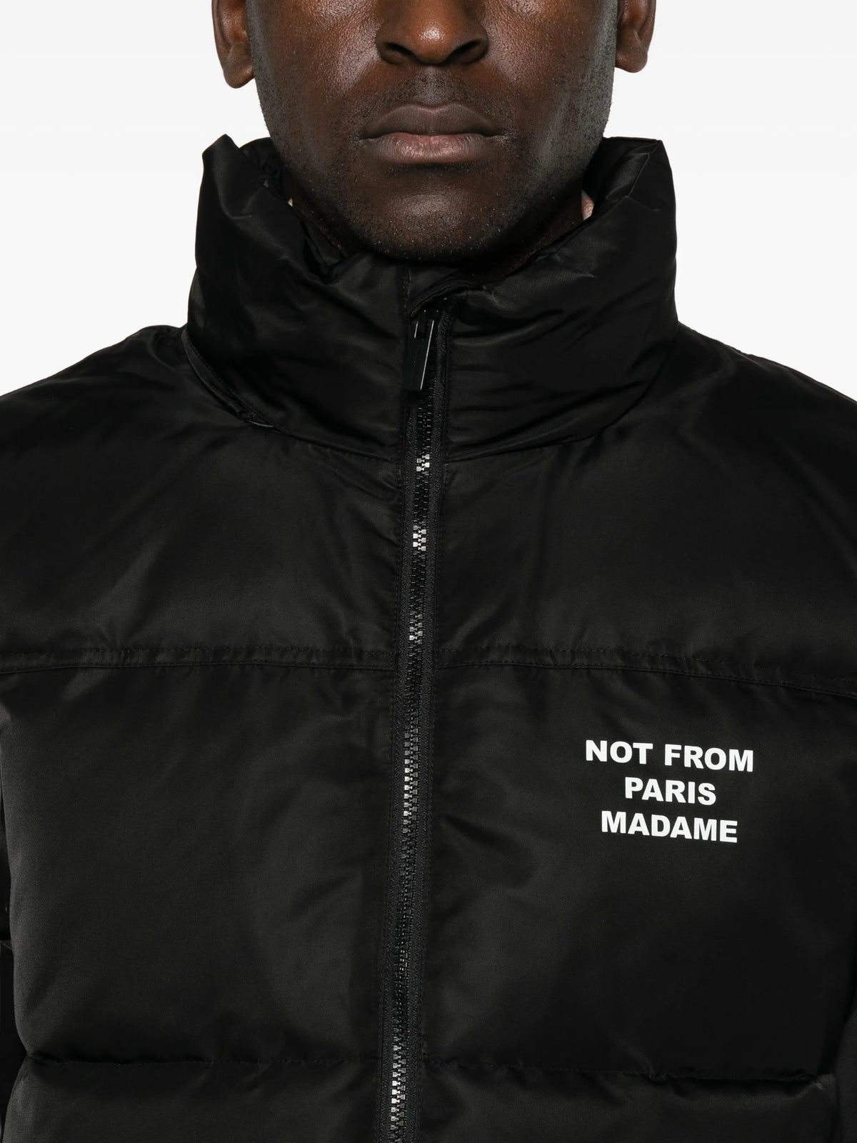 slogan-print padded jacket