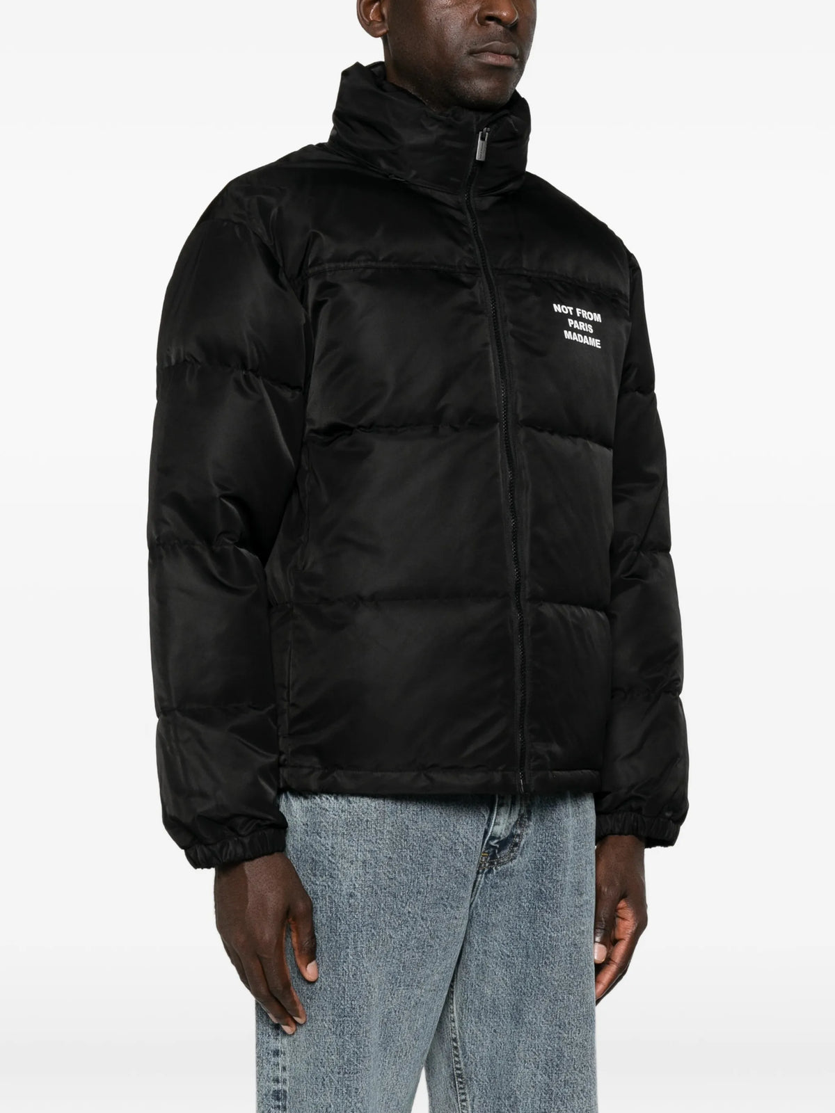 slogan-print padded jacket