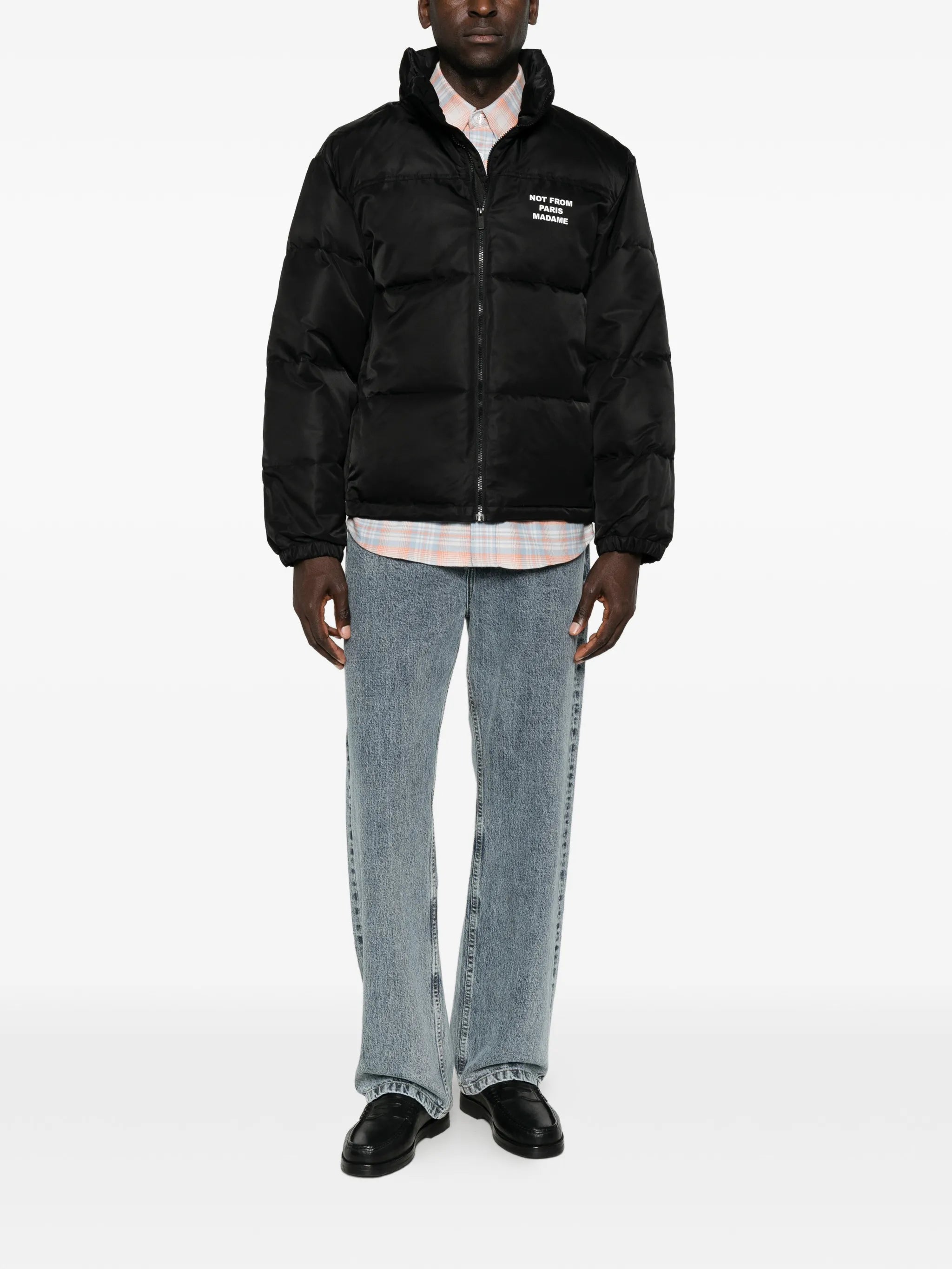slogan-print padded jacket