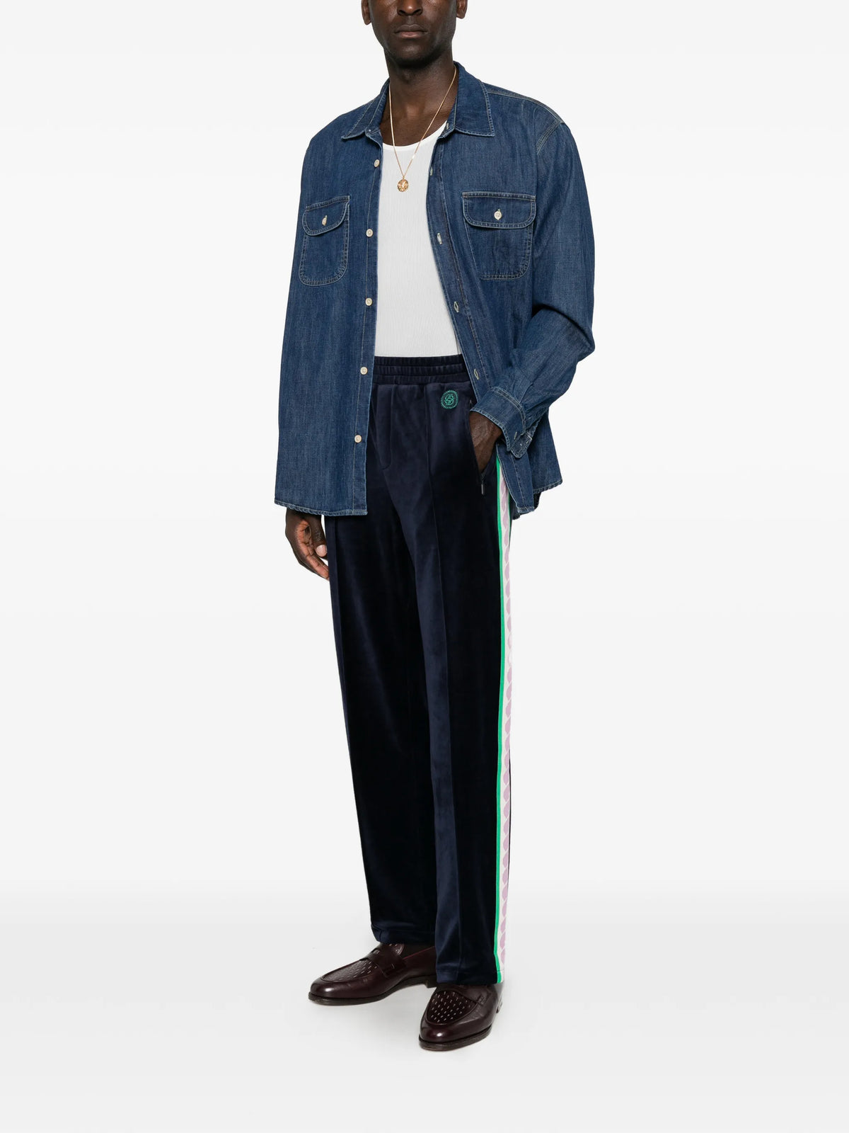 velvet side-stripe track pants