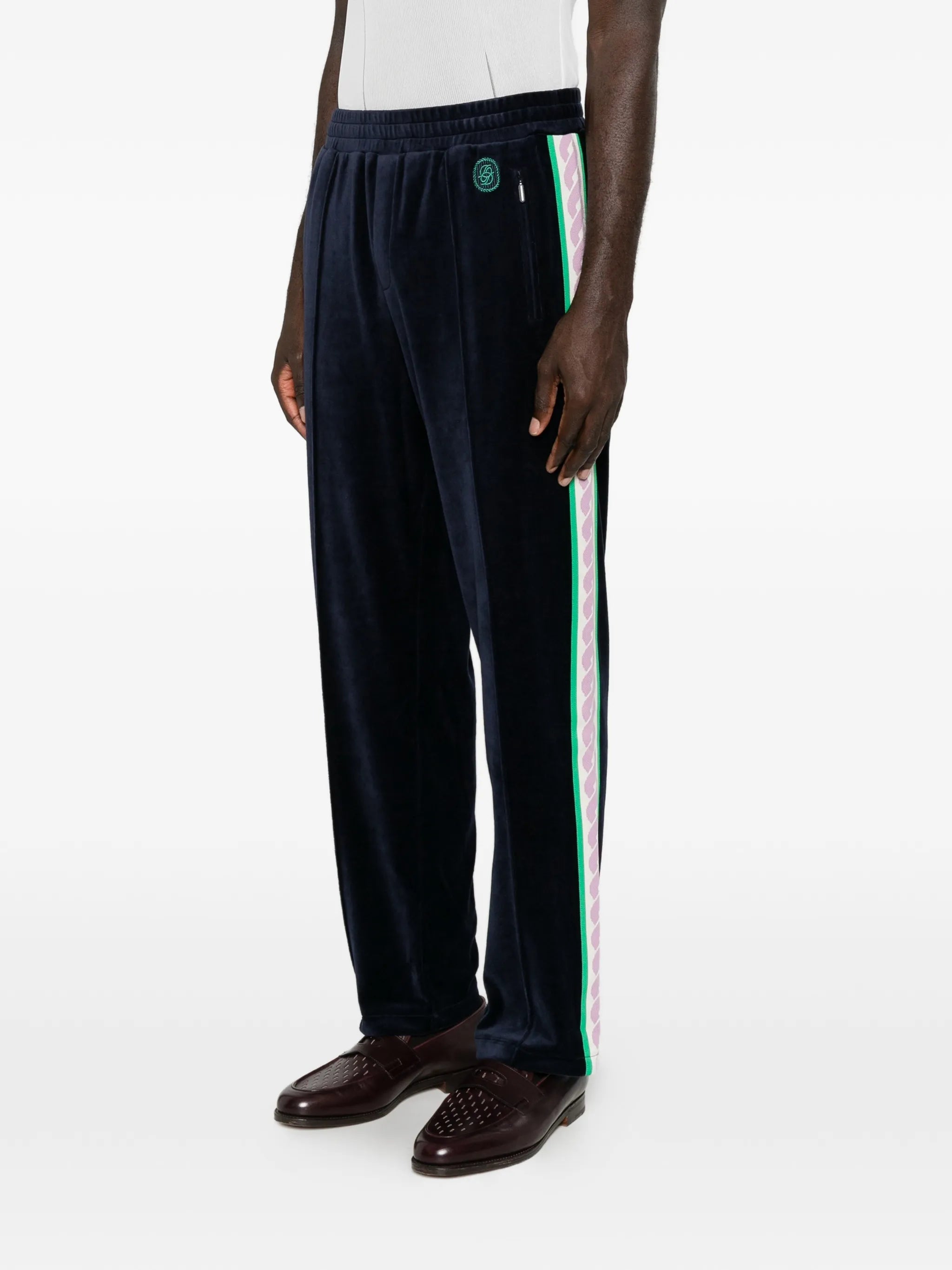 velvet side-stripe track pants