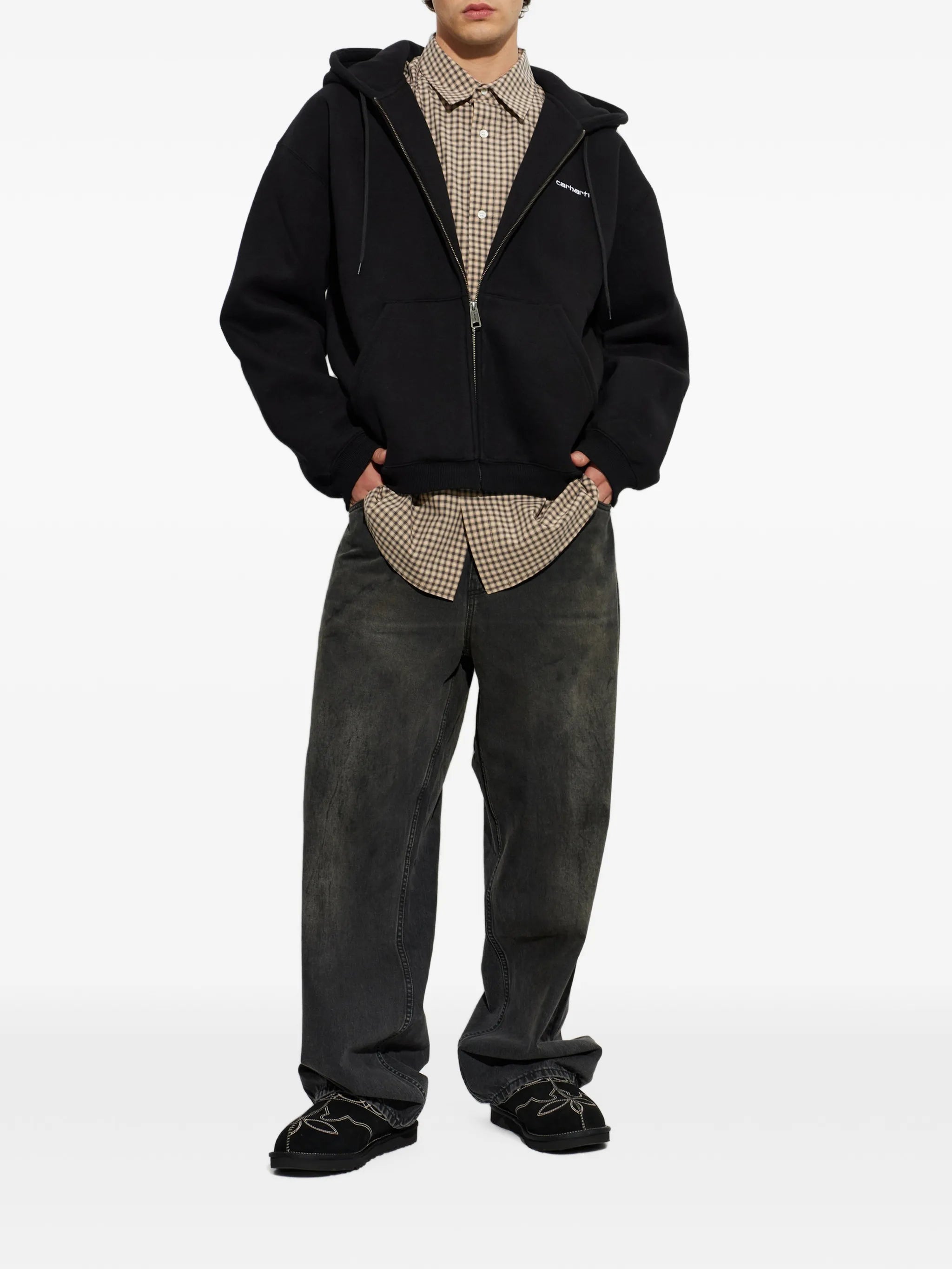 Ebbert logo-embroidered zip-up hoodie