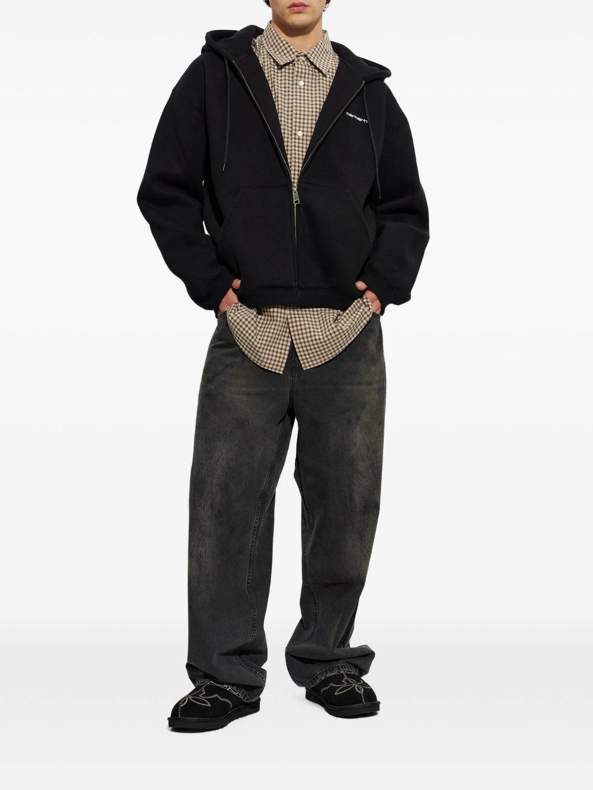 Ebbert logo-embroidered zip-up hoodie