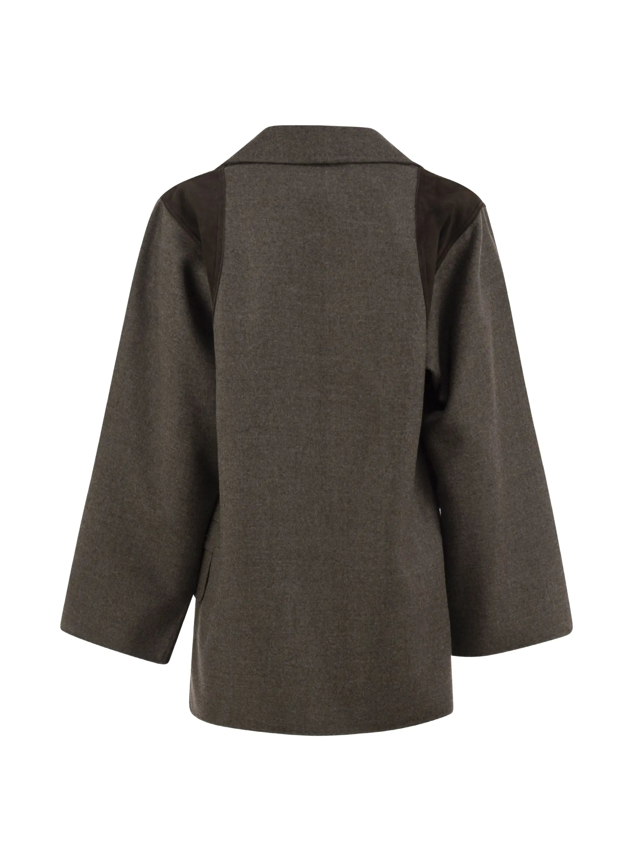 Fenice leather-panelled virgin wool blazer