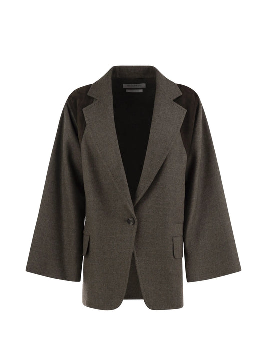 Fenice leather-panelled virgin wool blazer