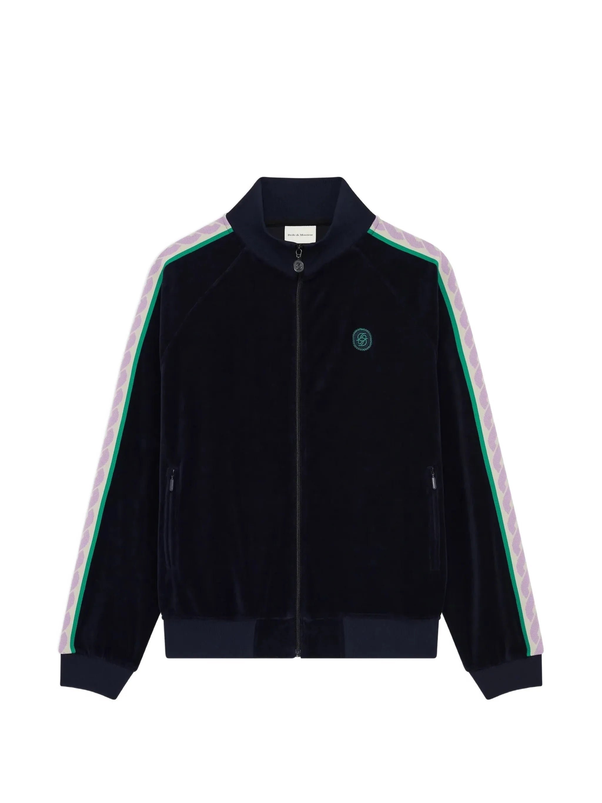 logo-embroidered velvet track jacket