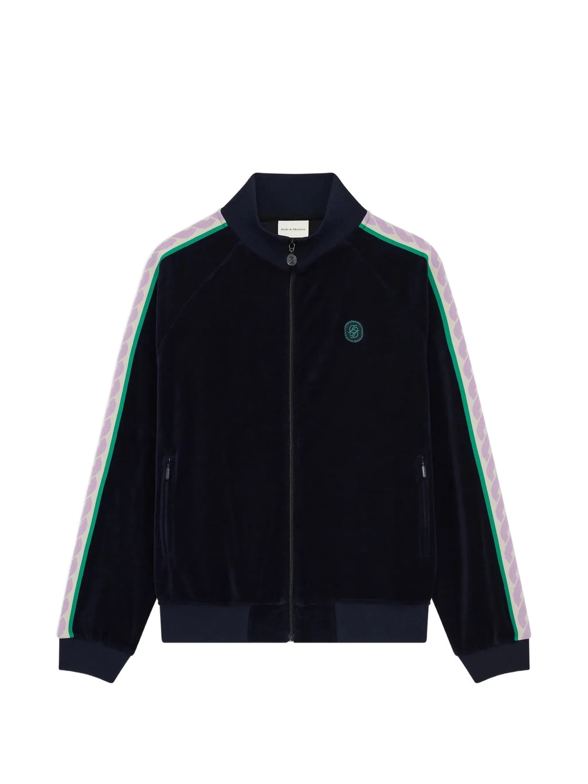 logo-embroidered velvet track jacket