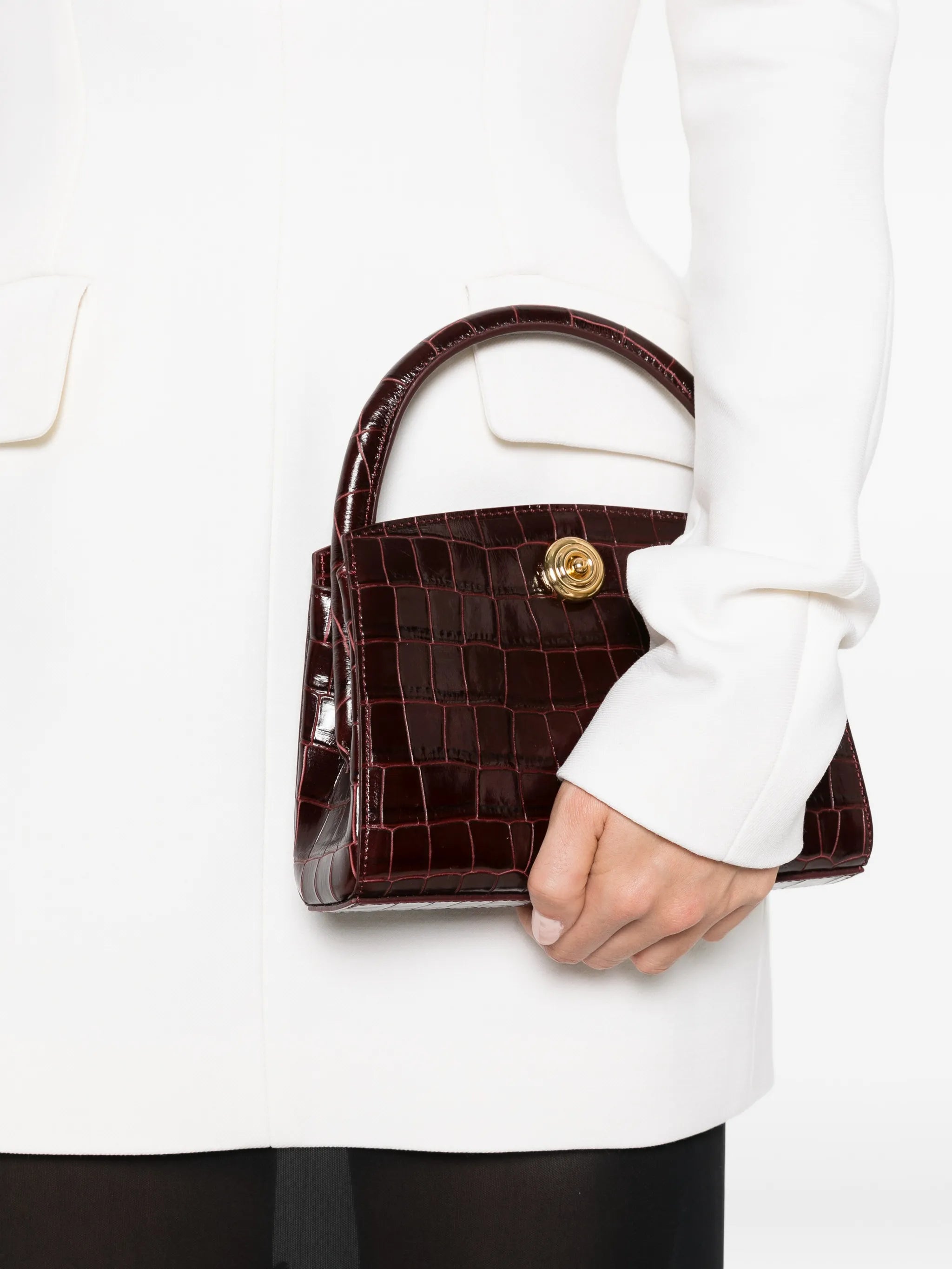 Pushlock Lady crocodile-embossed tote bag