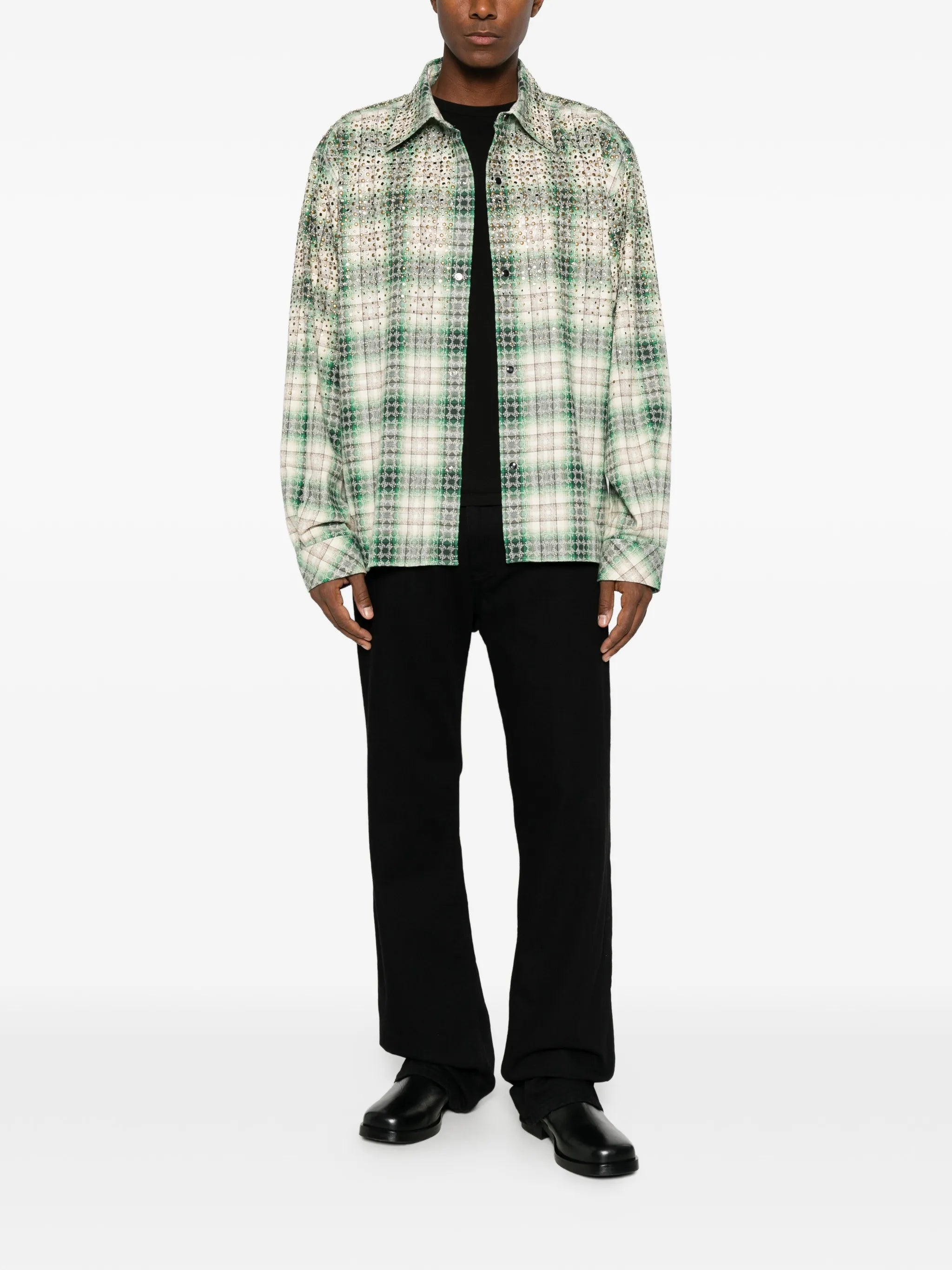 crystal oversized western flannel shirt