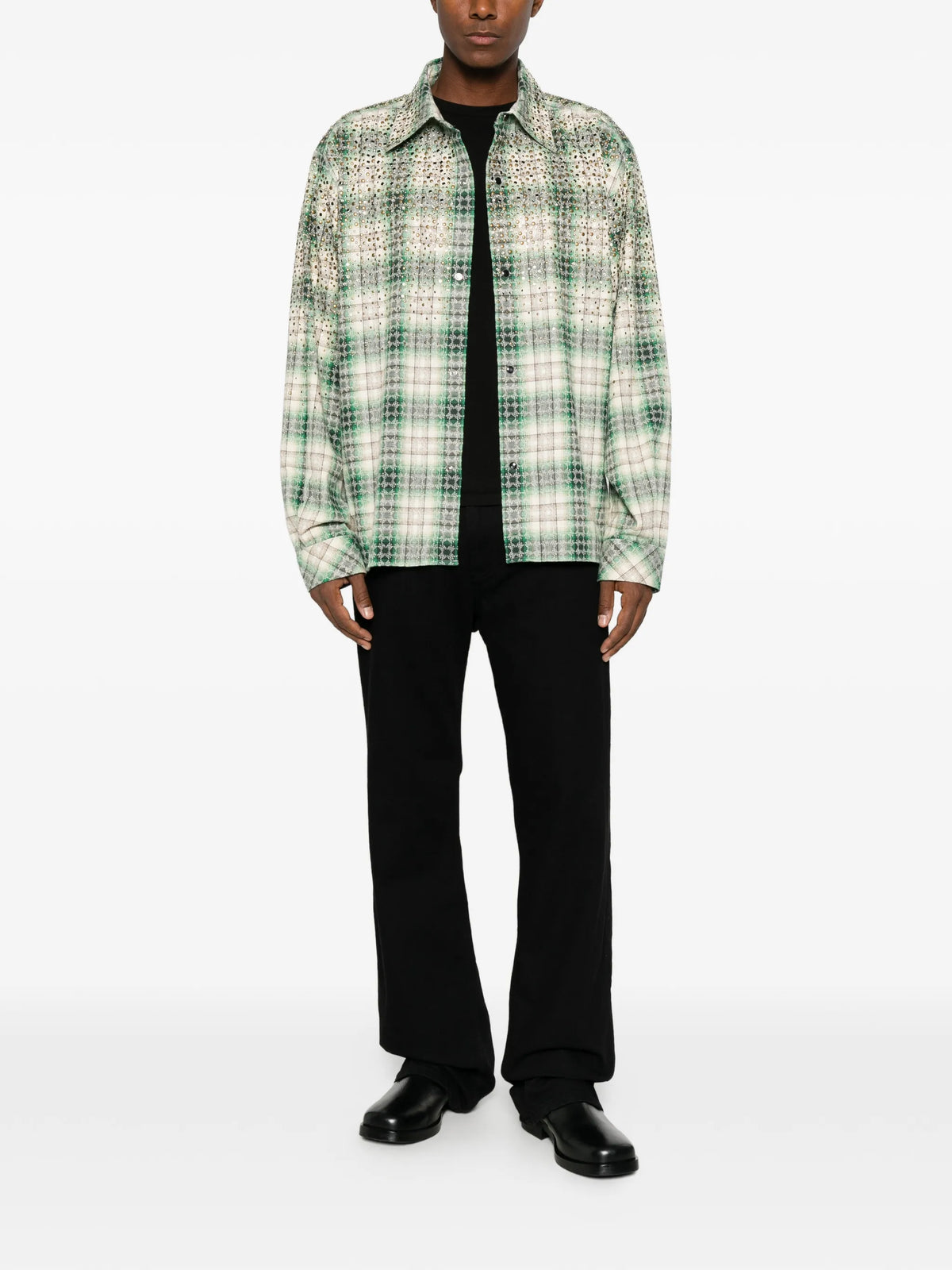 crystal oversized western flannel shirt