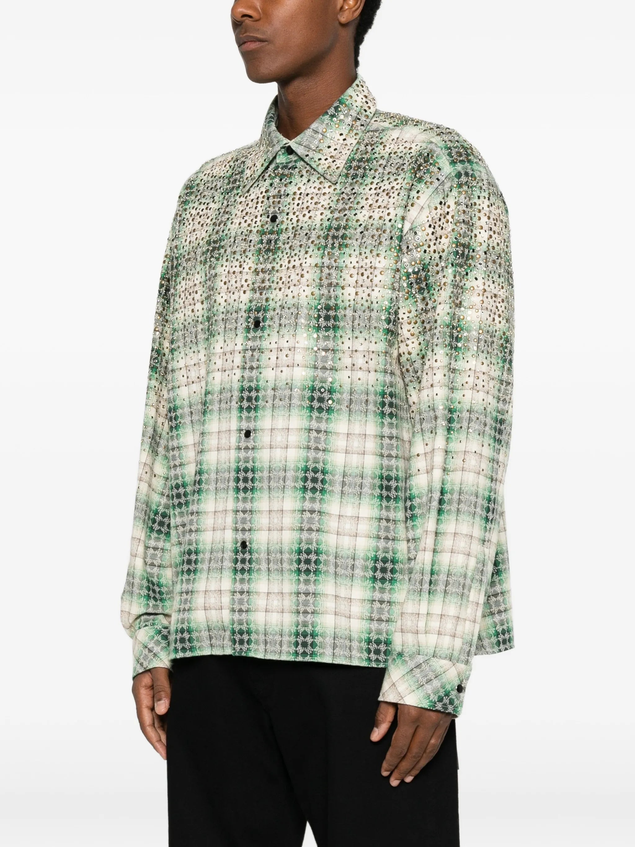 crystal oversized western flannel shirt