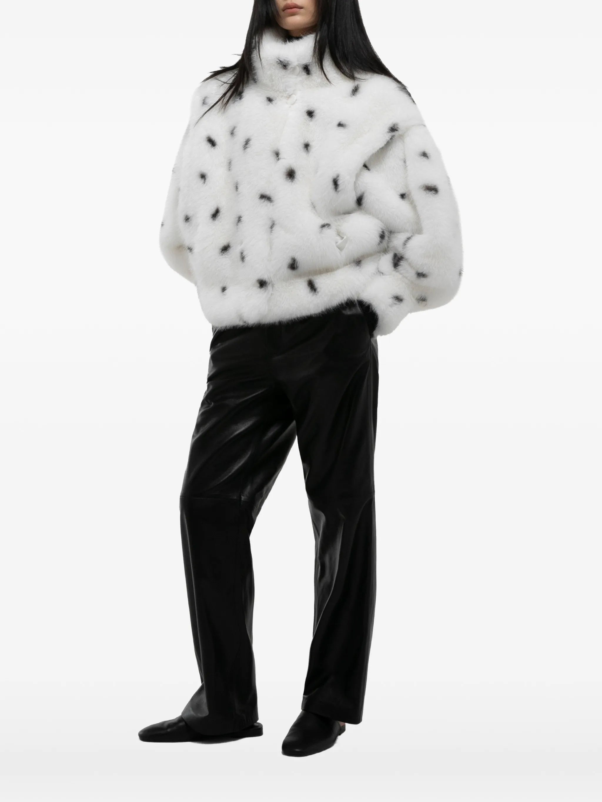 Katja dalmatian-print faux-fur jacket