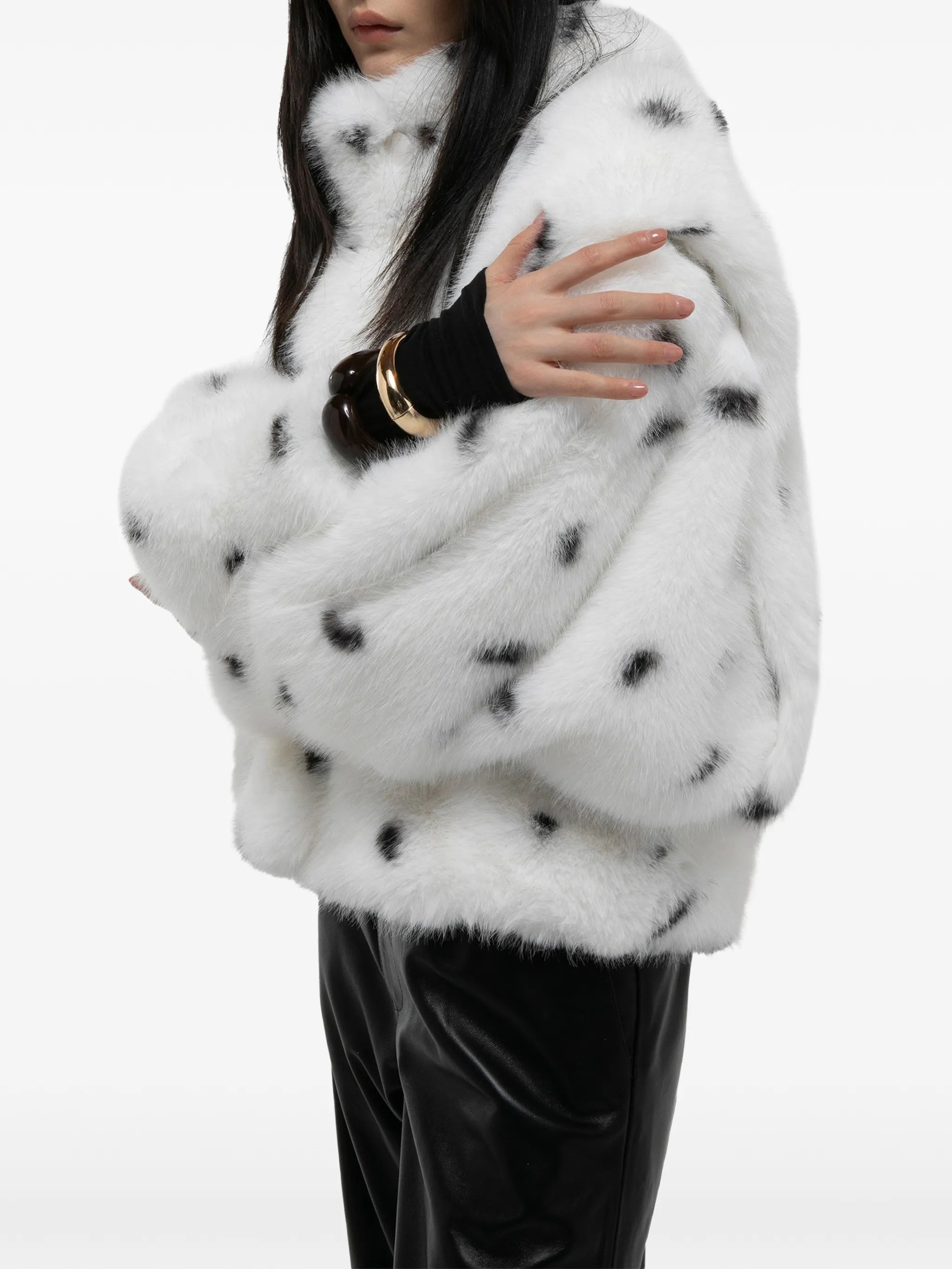 Katja dalmatian-print faux-fur jacket
