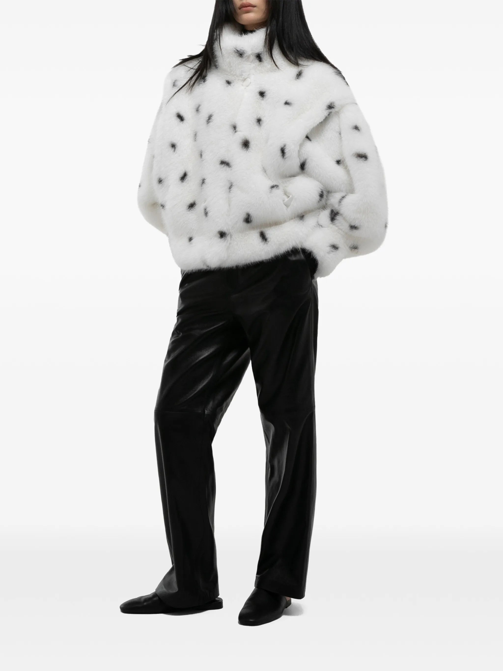 Katja dalmatian-print faux-fur jacket