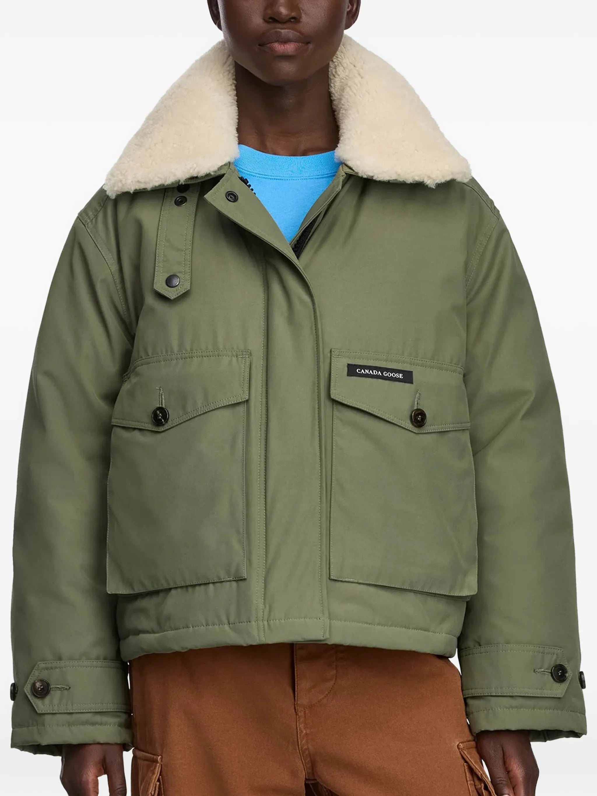 Scout shearling-collar flap-pocket jacket