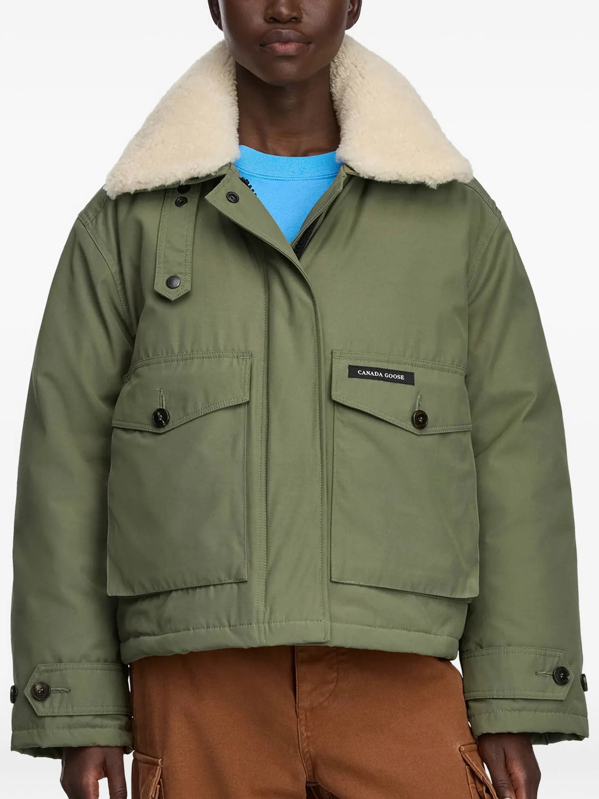 Scout shearling-collar flap-pocket jacket