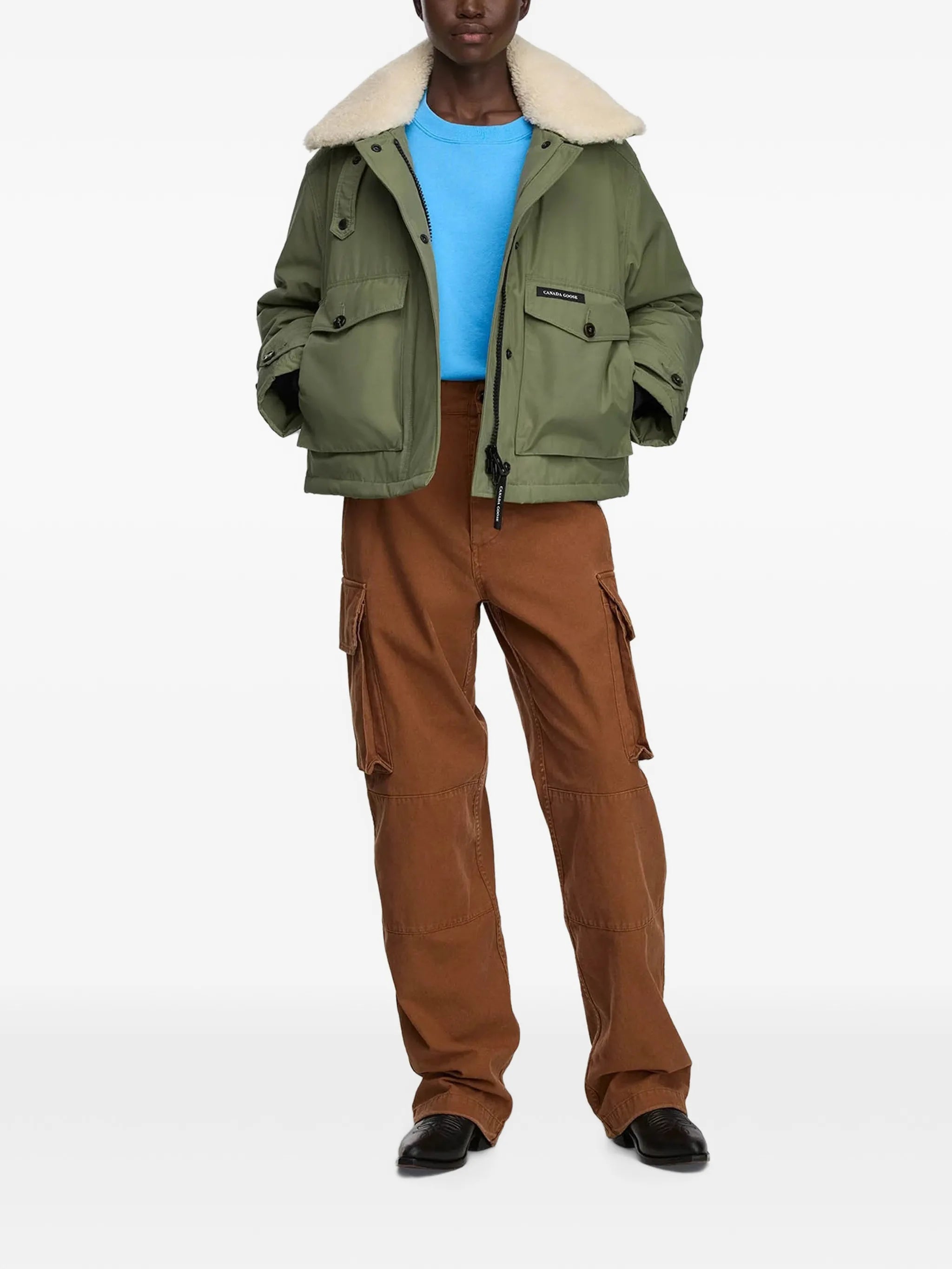 Scout shearling-collar flap-pocket jacket