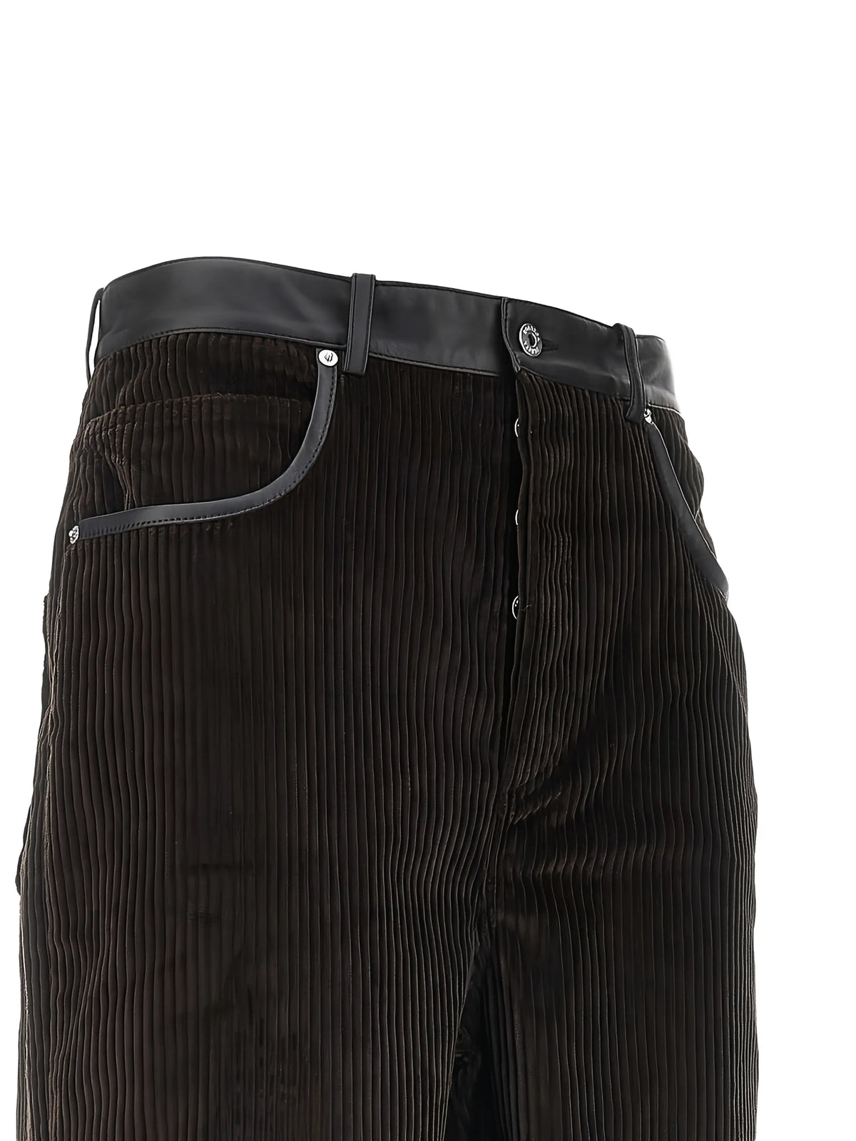 leather-trim corduroy trousers