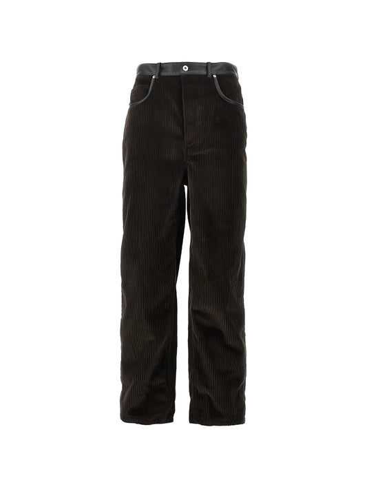 leather-trim corduroy trousers