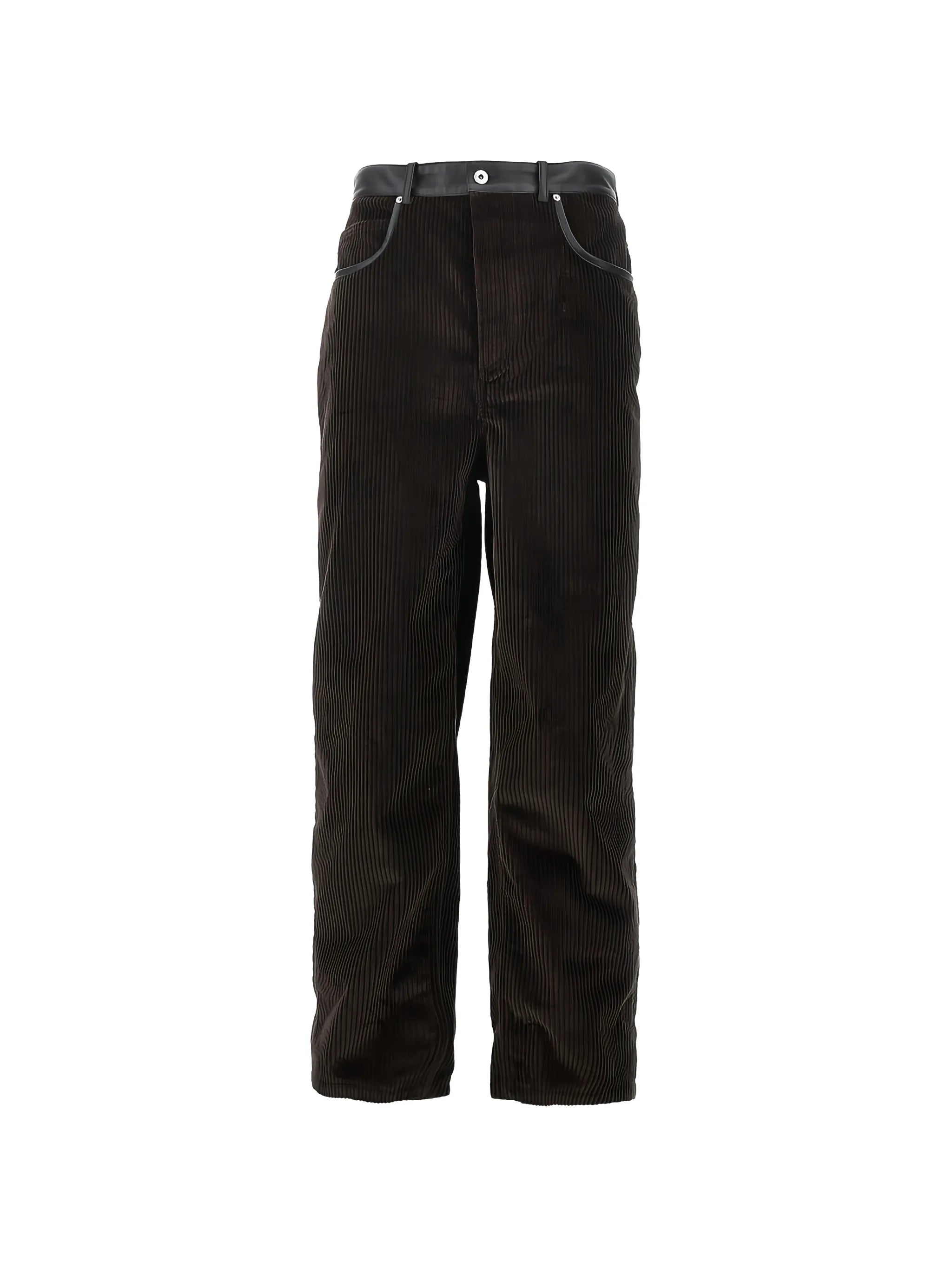 leather-trim corduroy trousers