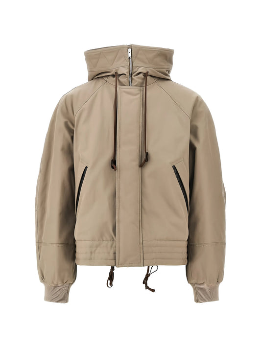 Intrecciato-detail hooded jacket