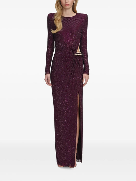 rhinestone-embellished chain-detail gown