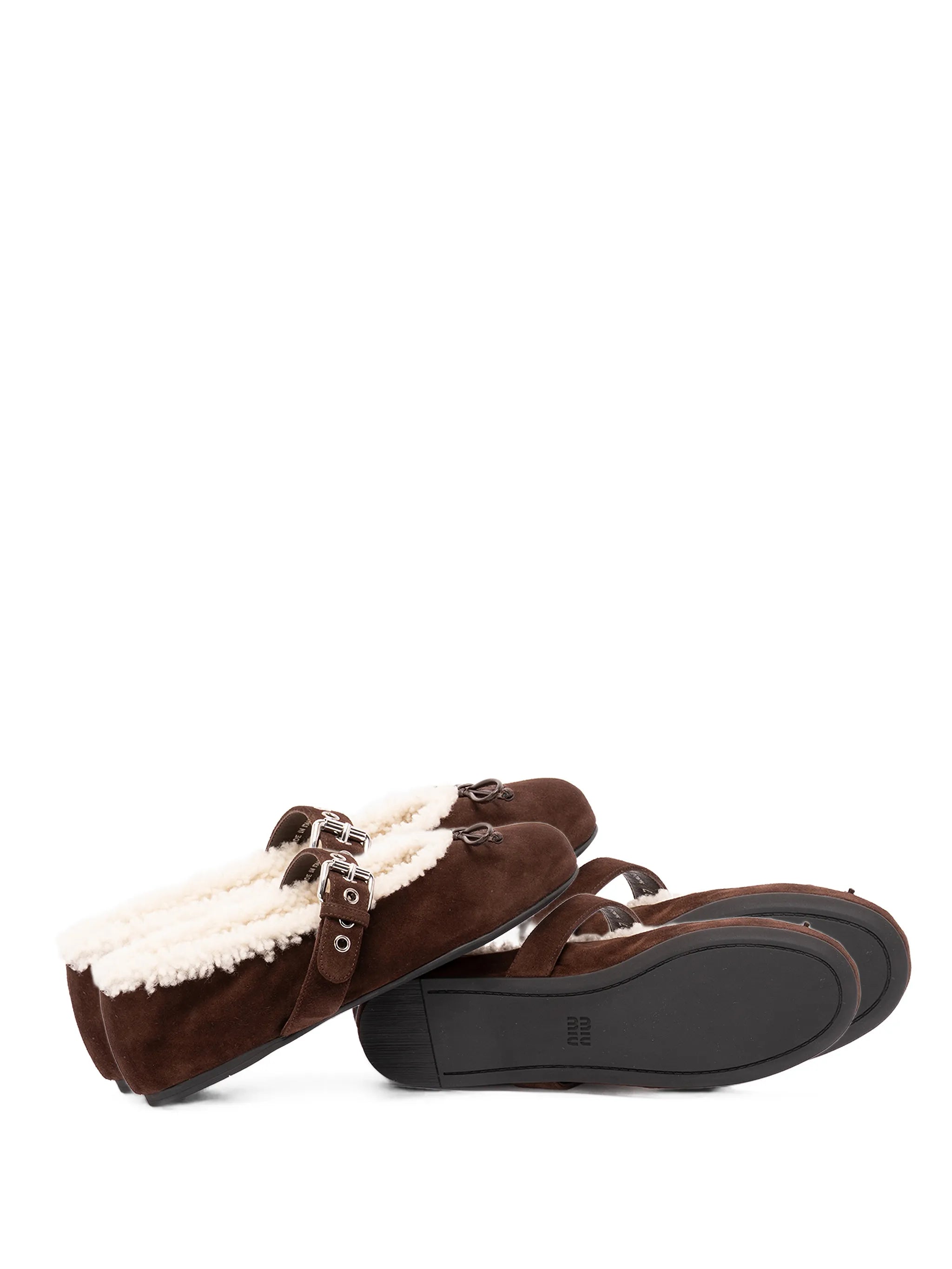 suede and shearling ballerinas